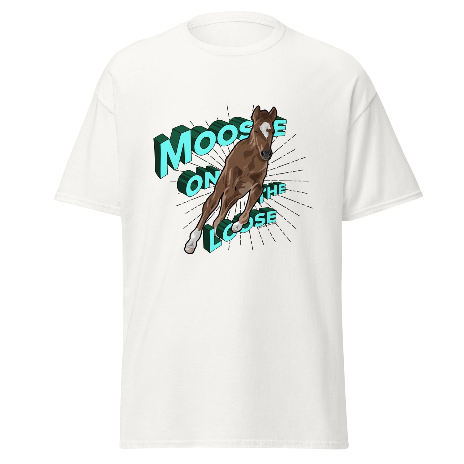 Moose On The Loose T-Shirt by Katie Van Slyke - White