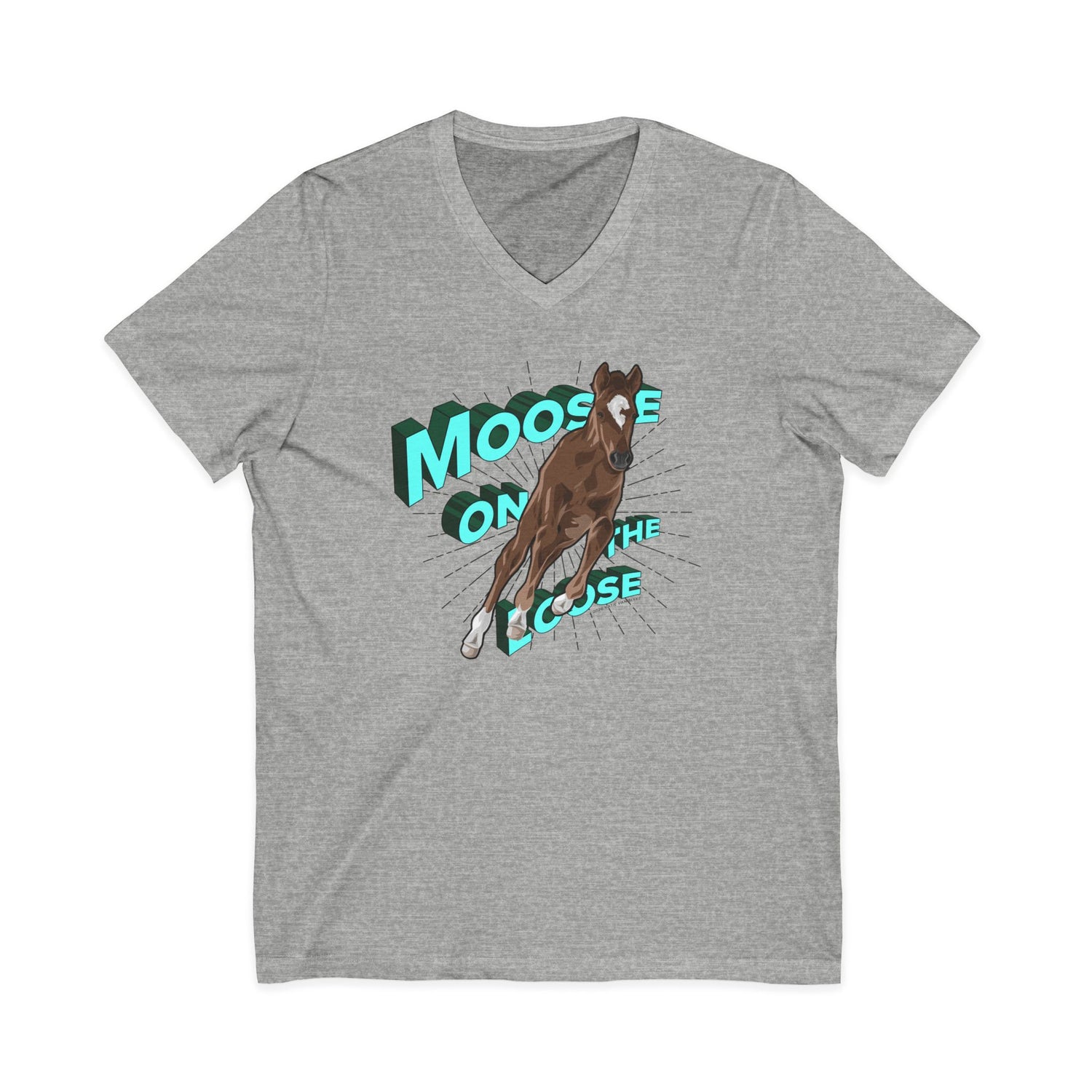 Moose On The Loose V-Neck T-Shirt by Katie Van Slyke® Sport Grey