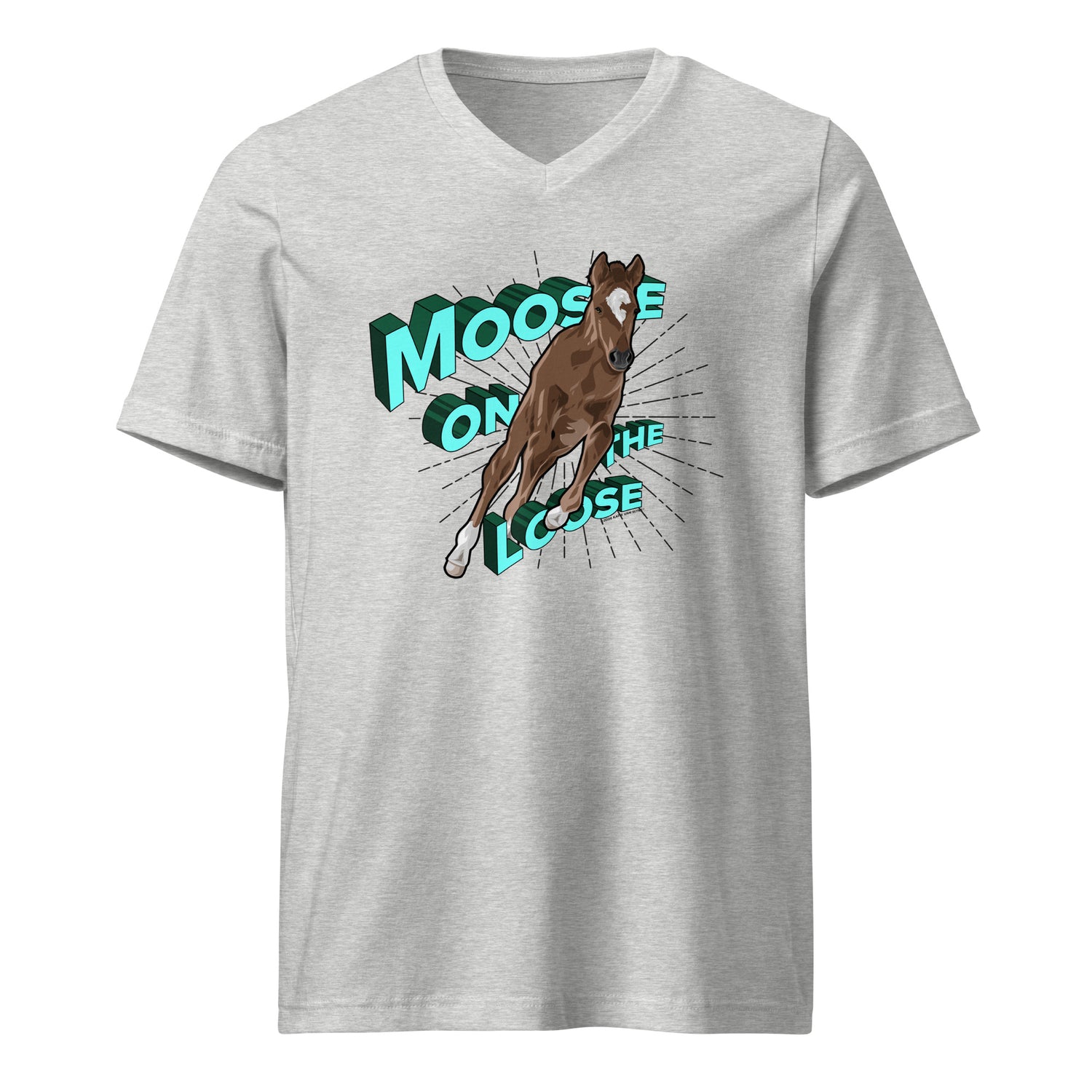 Moose On The Loose V-Neck T-Shirt by Katie Van Slyke - Athletic Heather