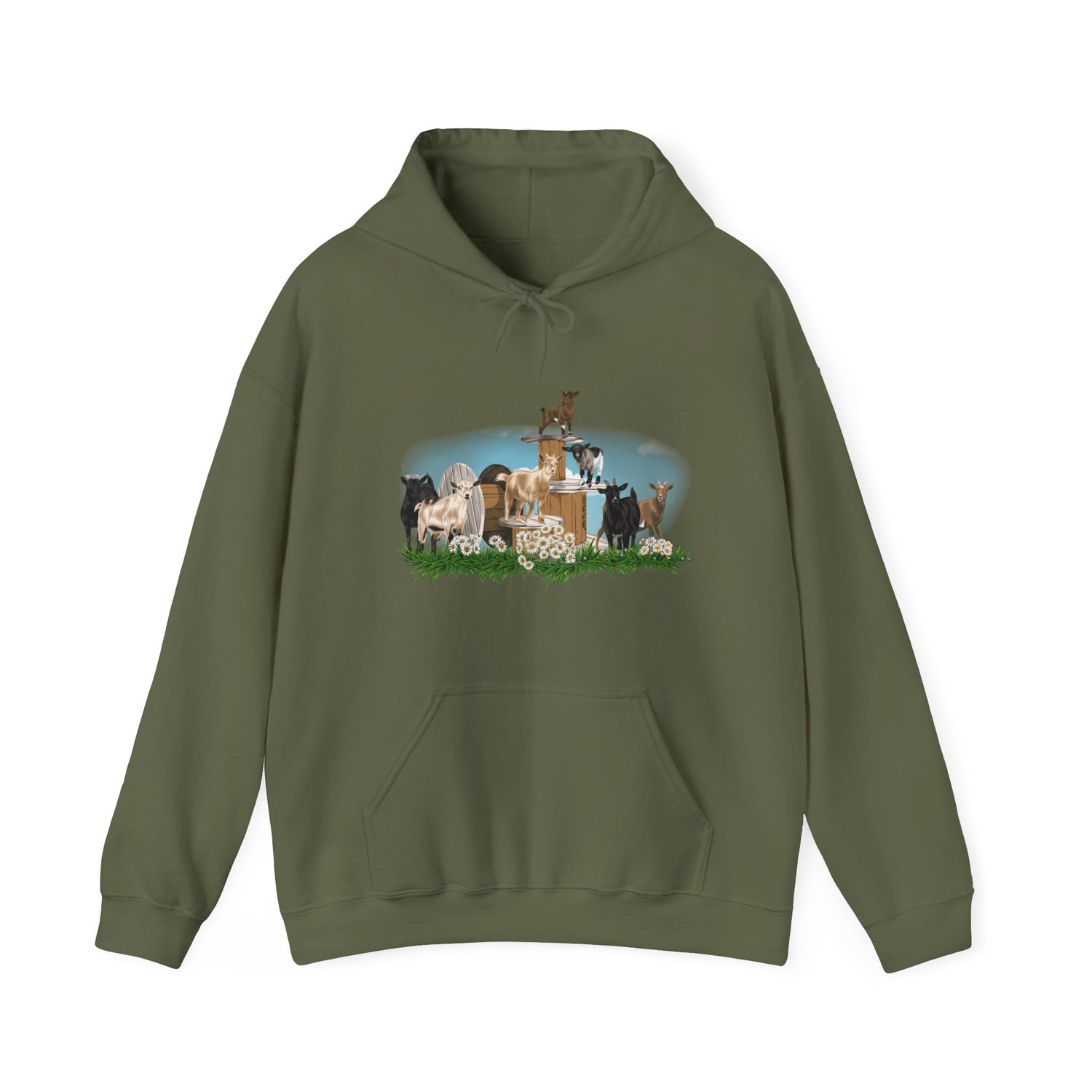 New Goat Crew Hoodie by Katie Van Slyke™ Military Green