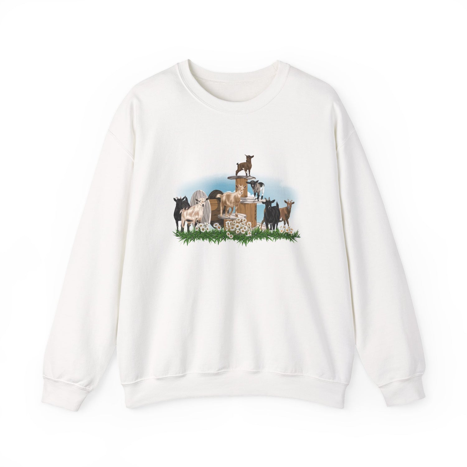 New Goat Crew Sweatshirt by Katie Van Slyke™ White