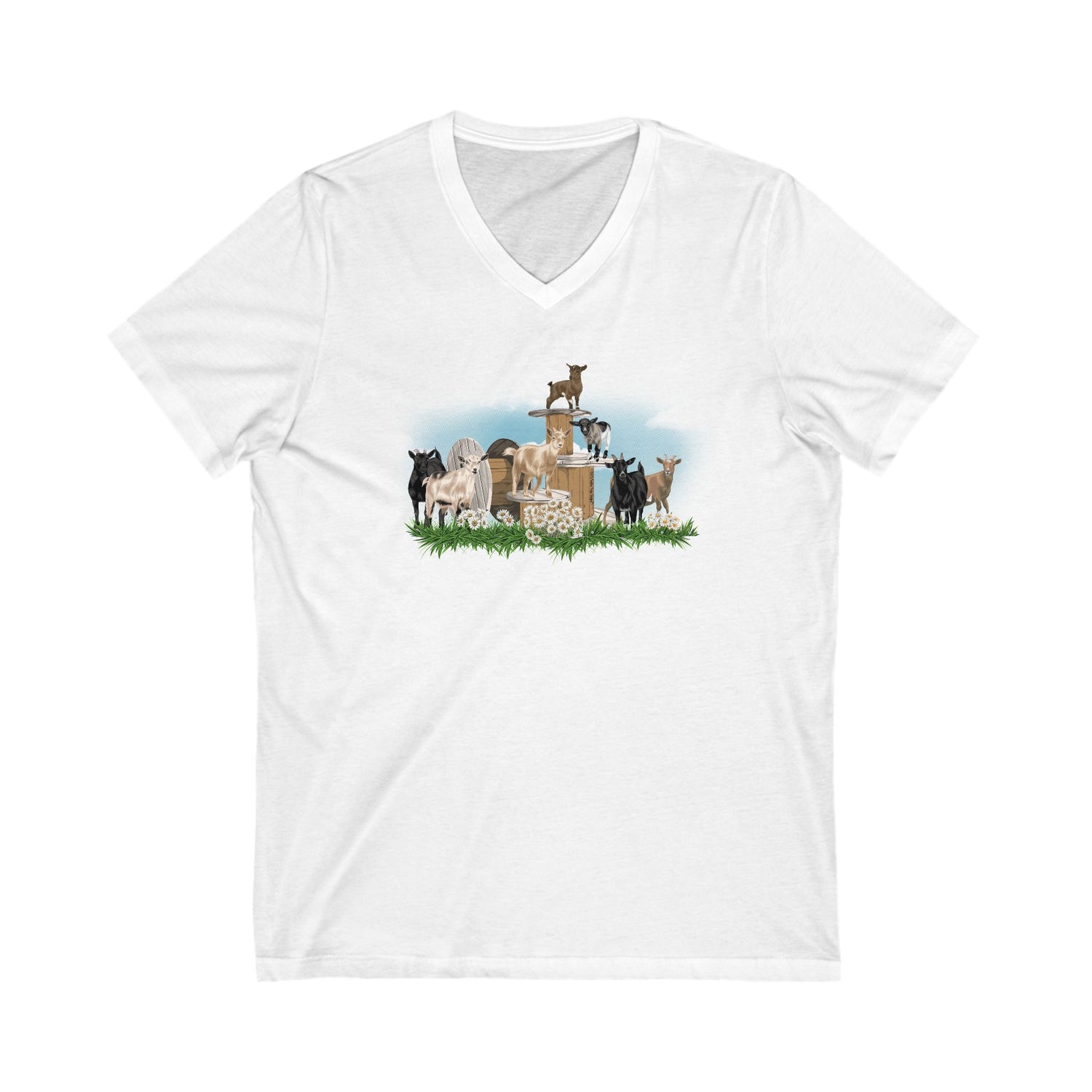 New Goat Crew V-Neck T-Shirt by Katie Van Slykeâ„¢ White