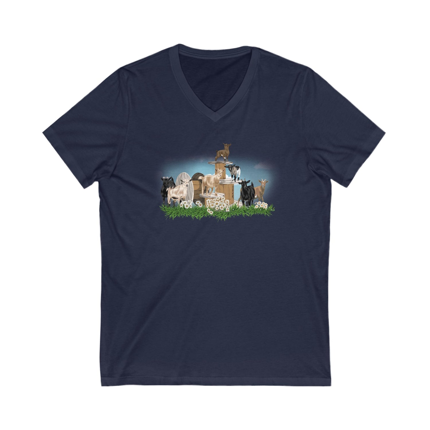 New Goat Crew V-Neck T-Shirt by Katie Van Slyke™ Navy