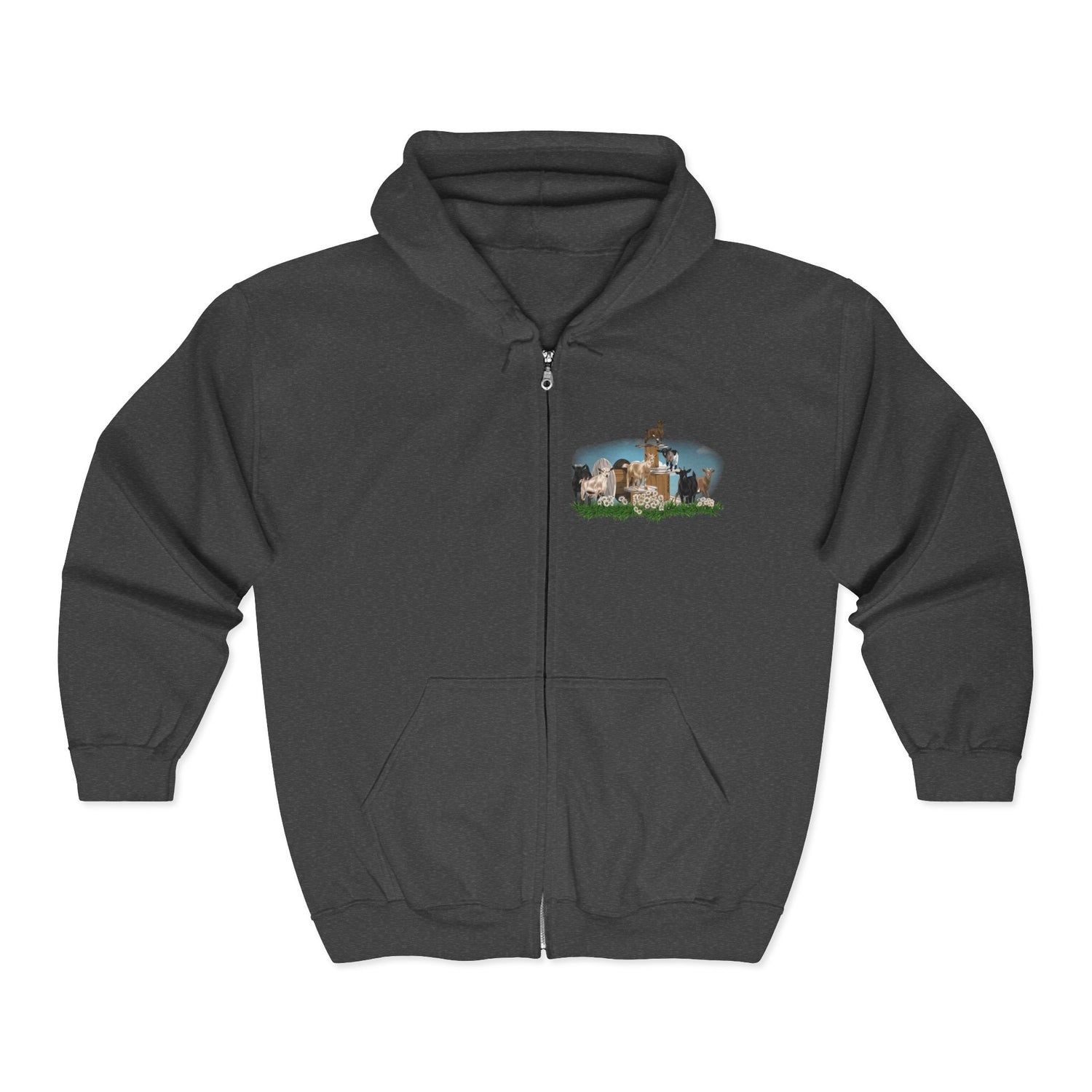 New Goat Crew Zip-Up Hoodie by Katie Van Slykeâ„¢ Dark Heather