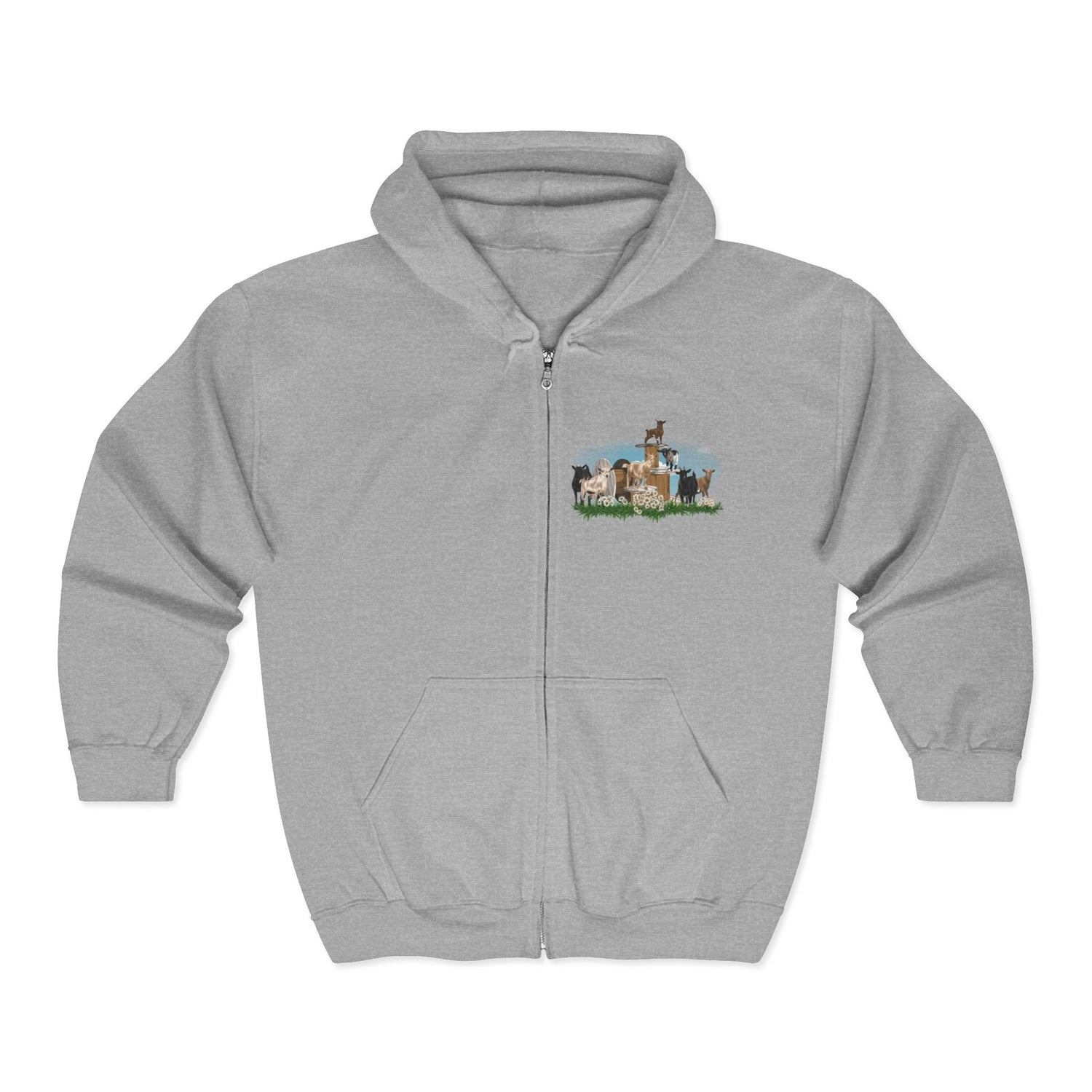 New Goat Crew Zip-Up Hoodie by Katie Van Slyke™ Sport Grey
