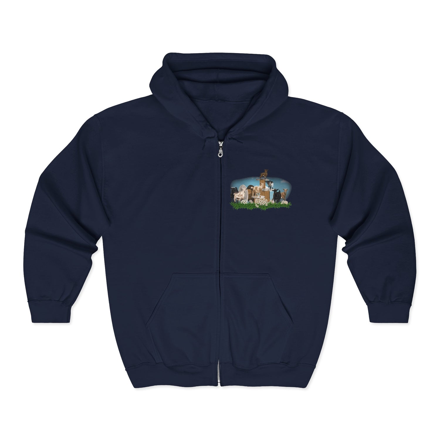 New Goat Crew Zip-Up Hoodie by Katie Van Slyke™ navy