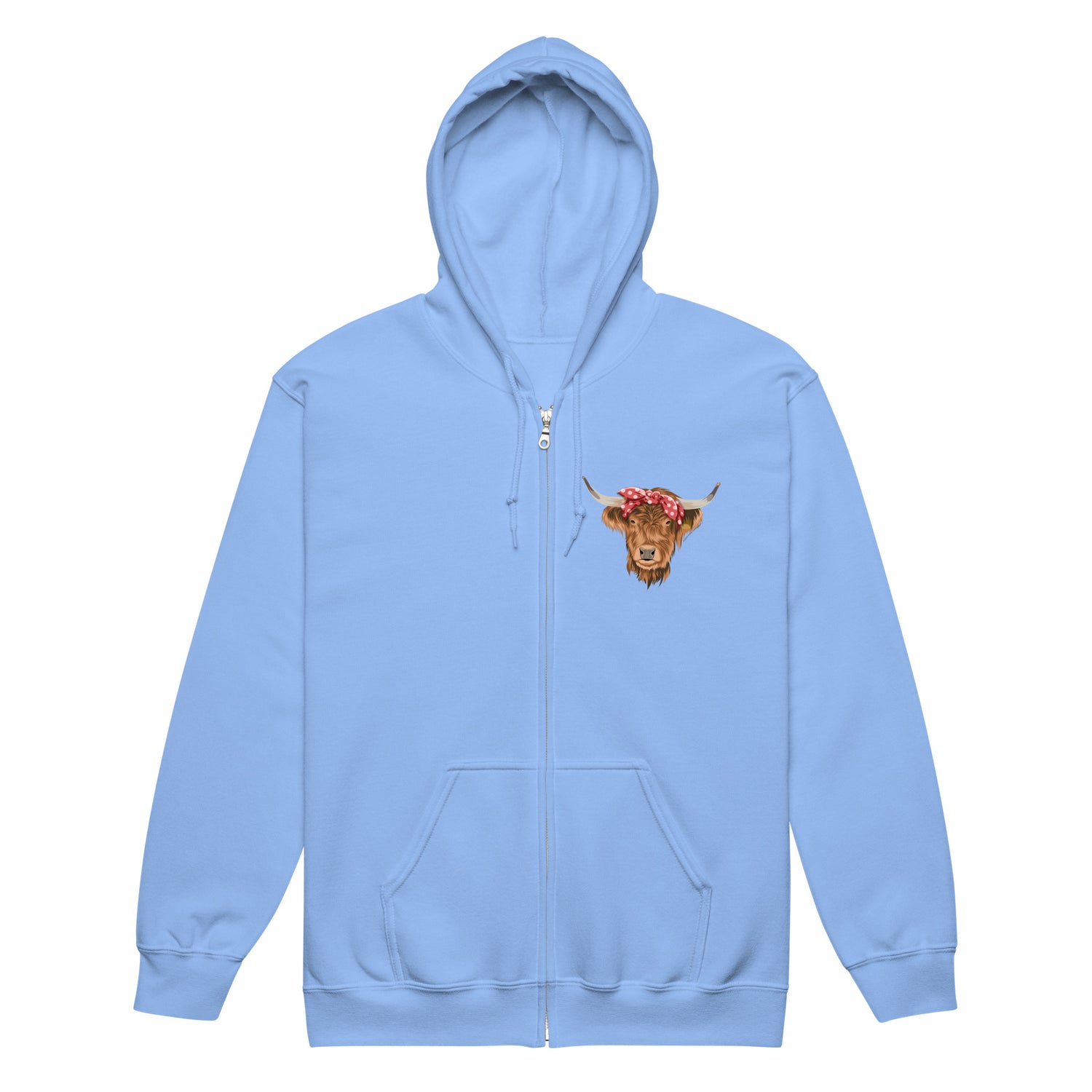 Petunia Zip-Up Hoodie by Katie Van Slyke - Carolina Blue
