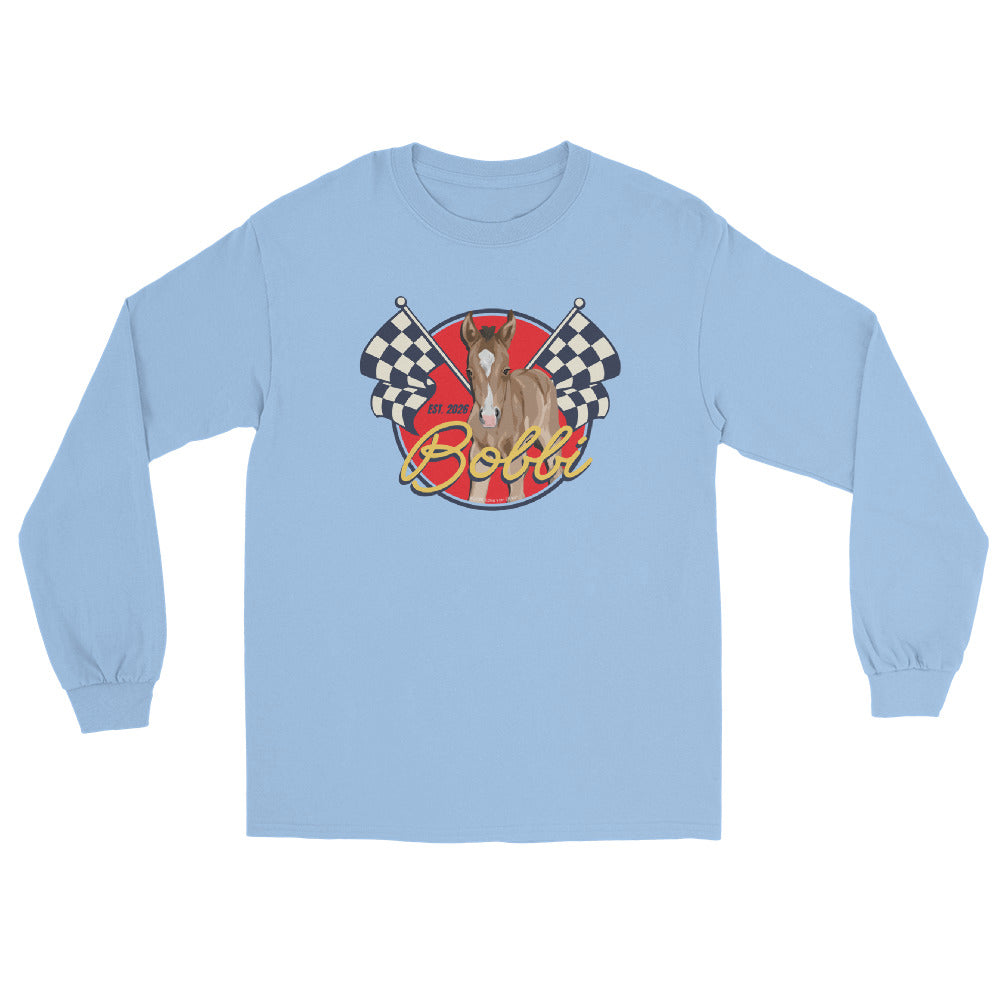 Racer Bobbi Long Sleeve T-Shirt by Katie Van Slyke - Light Blue