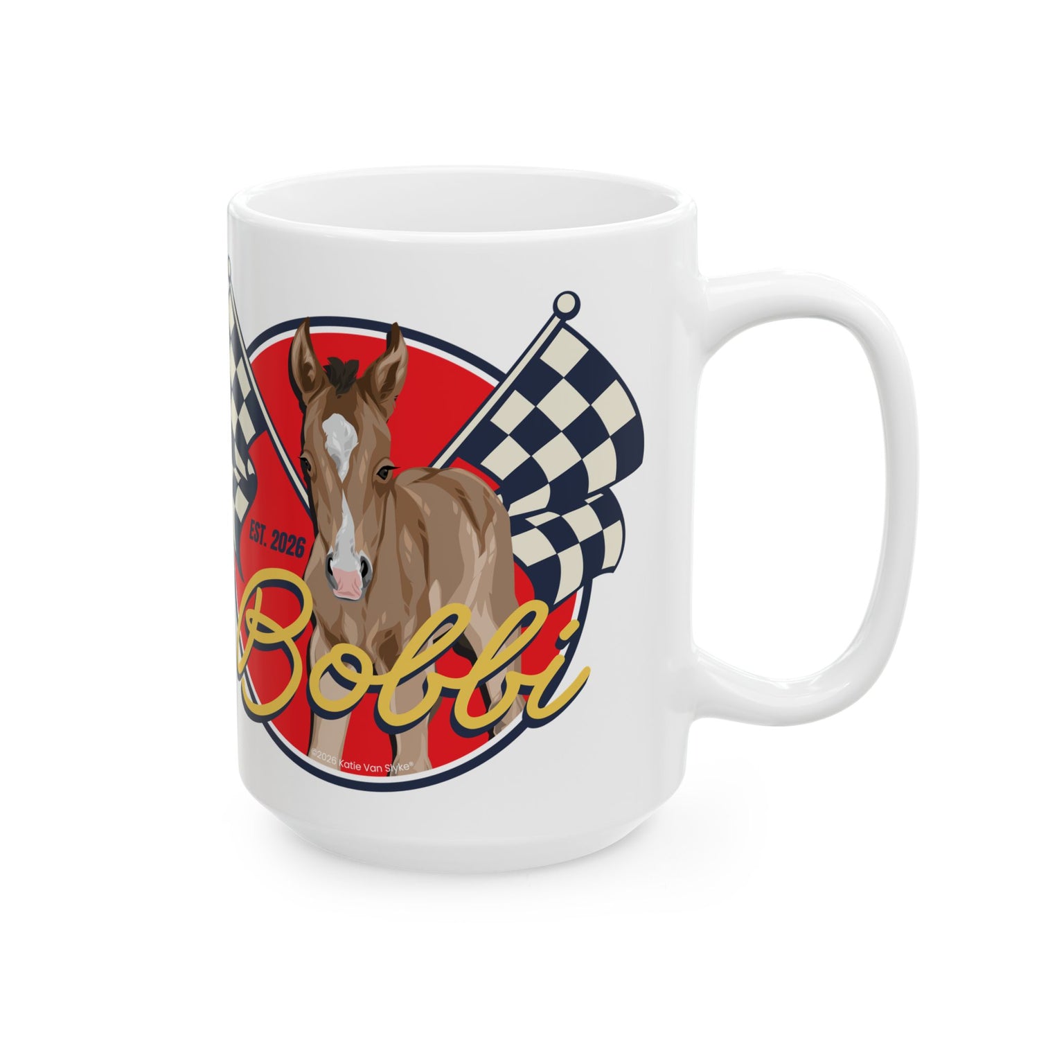 Racer Bobbi Mugs by Katie Van Slyke® 15oz front