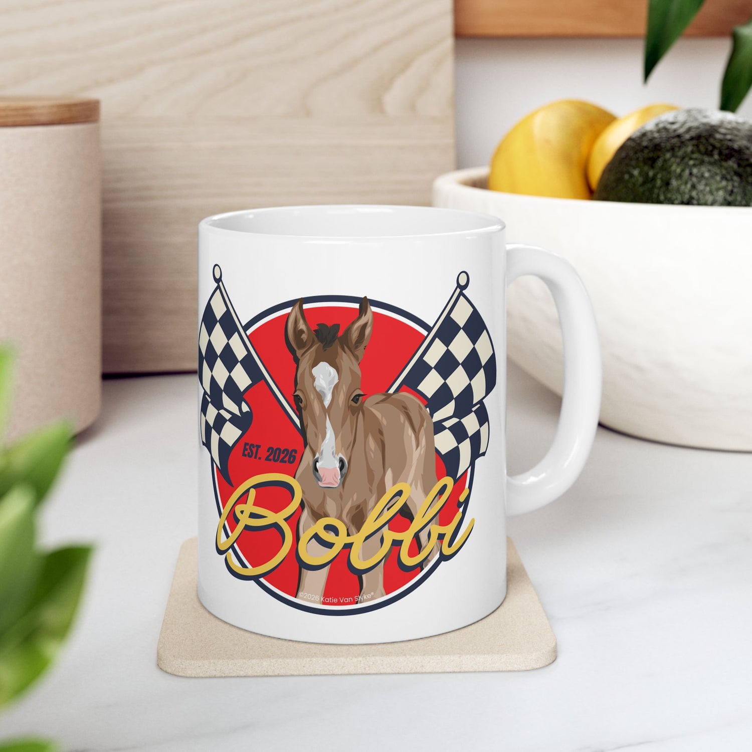 Racer Bobbi Mugs by Katie Van Slyke® 11oz lifestyle