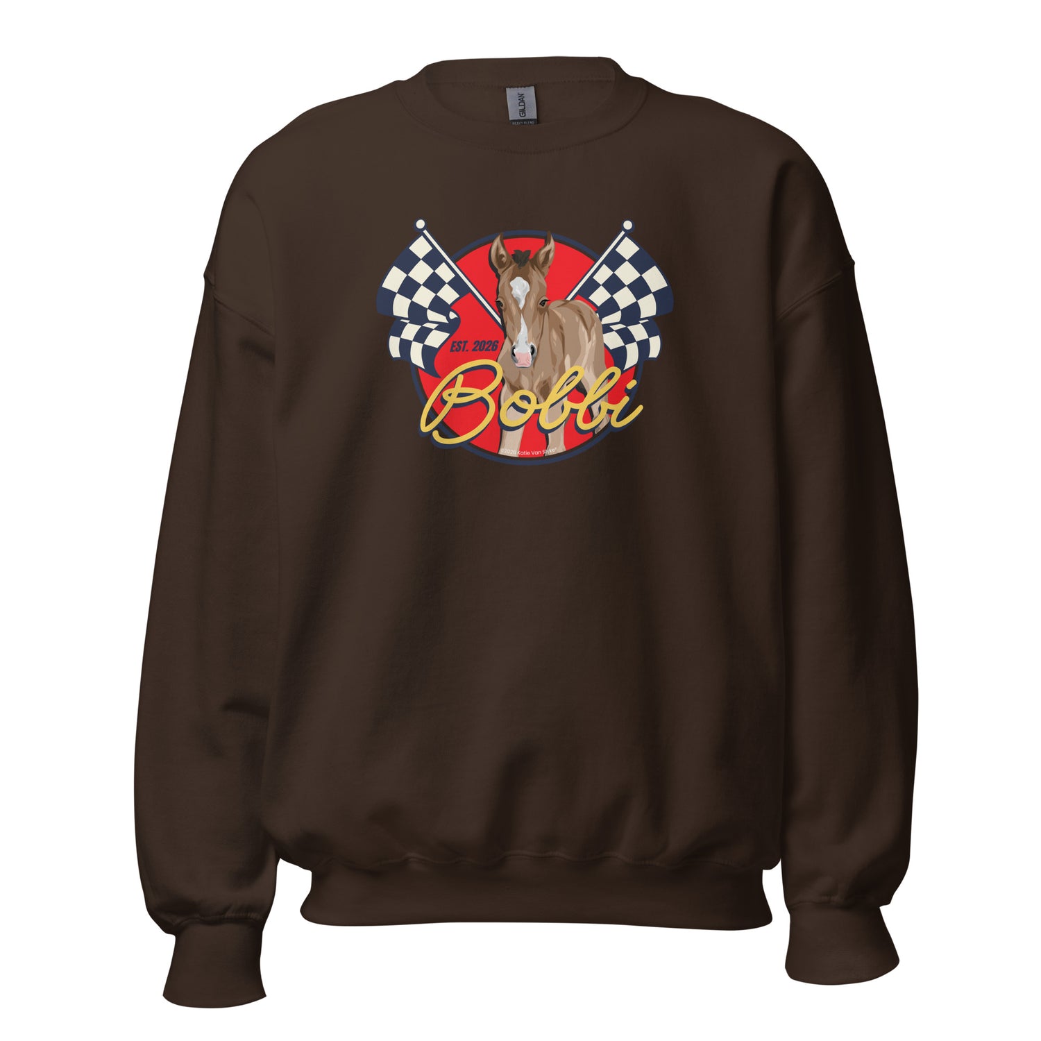 Racer Bobbi Sweatshirt by Katie Van Slyke - Dark Chocolate