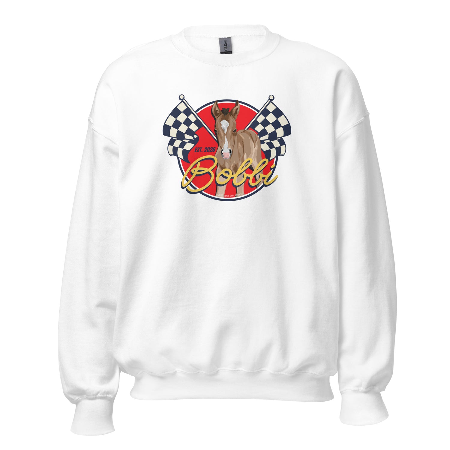 Racer Bobbi Sweatshirt by Katie Van Slyke - White