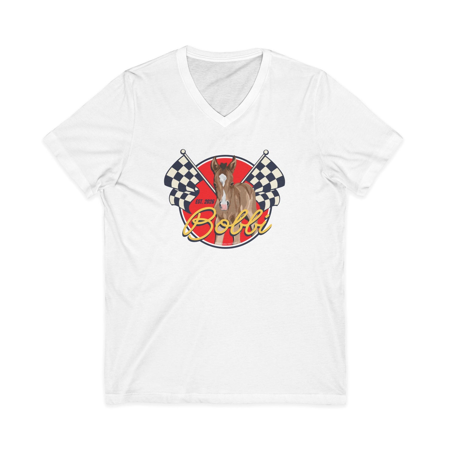 Racer Bobbi V-Neck T-Shirt by Katie Van Slyke® white