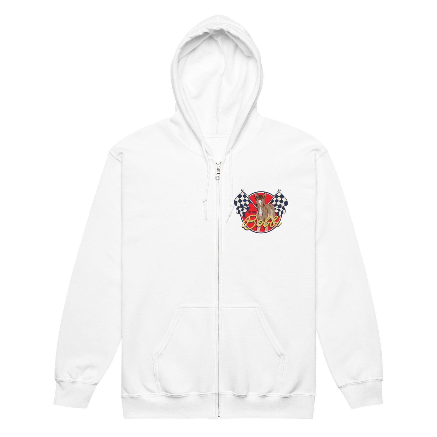 Racer Bobbi Zip-Up Hoodie by Katie Van Slyke - White