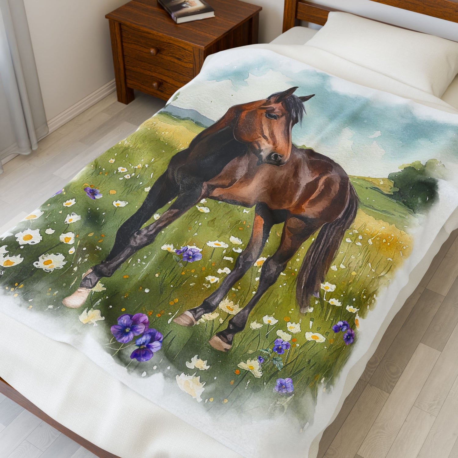 Seven's Heaven Plush Blanket by Katie Van Slyke™ in bed