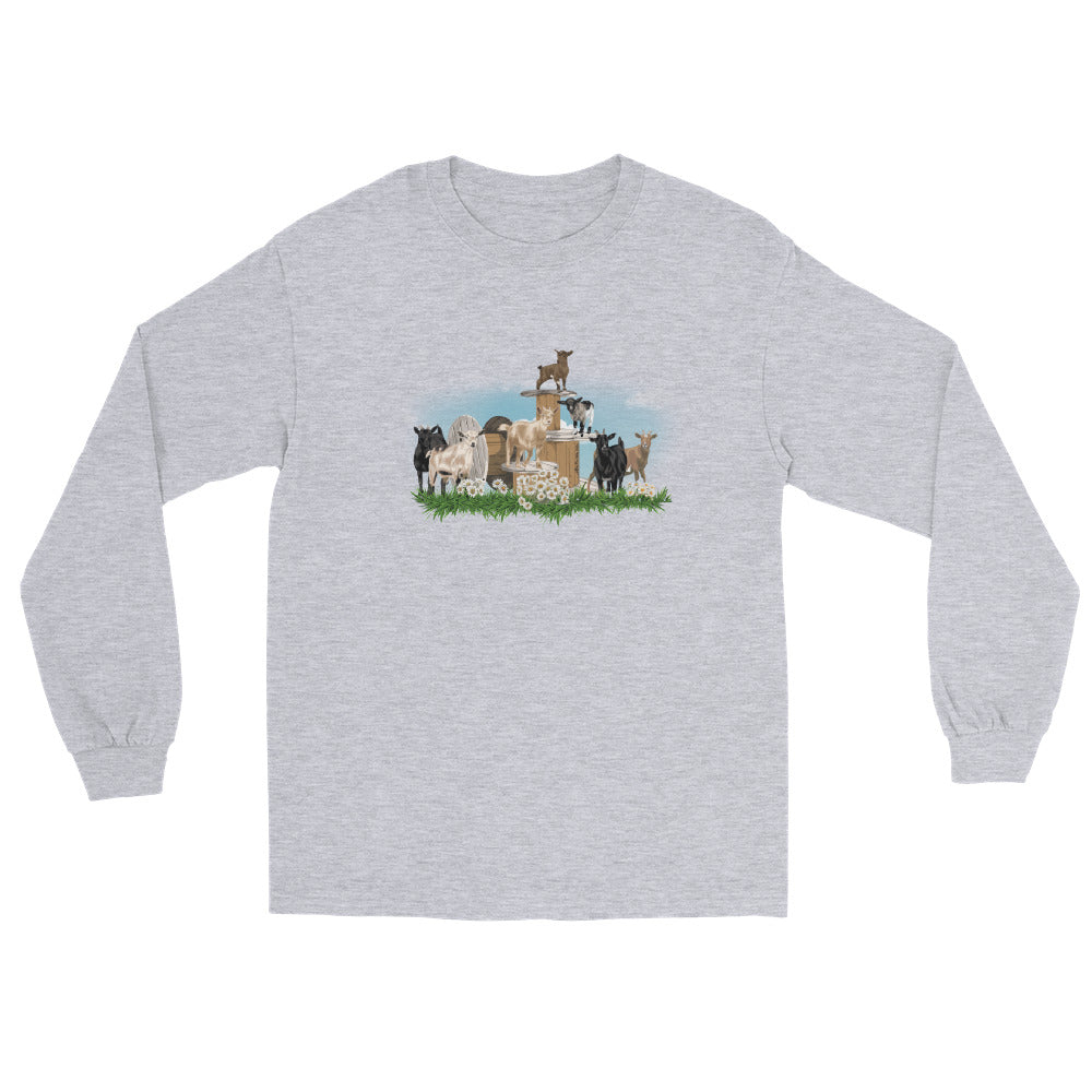 The Goat Crew Long Sleeve T-Shirt by Katie Van Slyke - Sport Grey