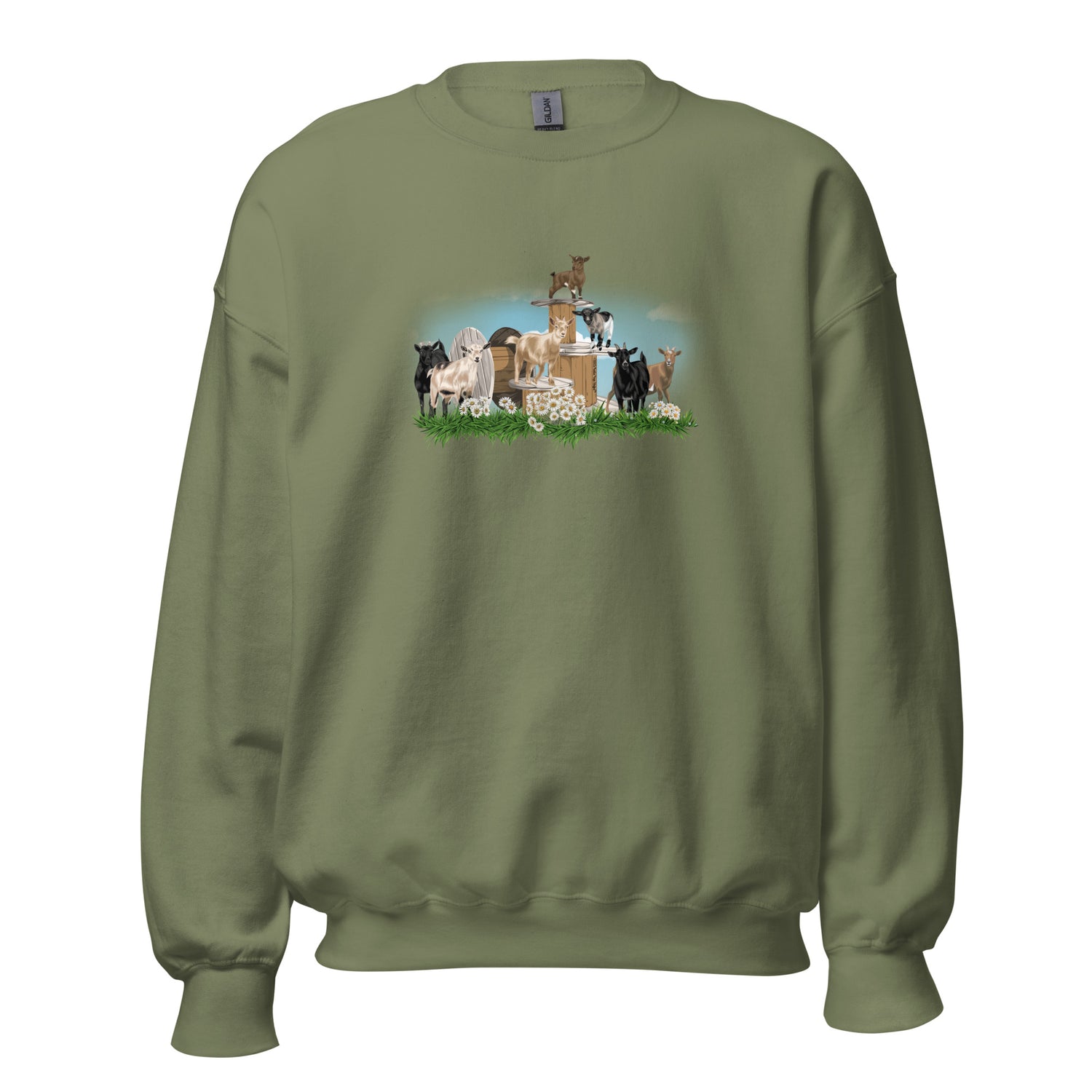 The Goat Crew Sweatshirt by Katie Van Slyke - Military Green