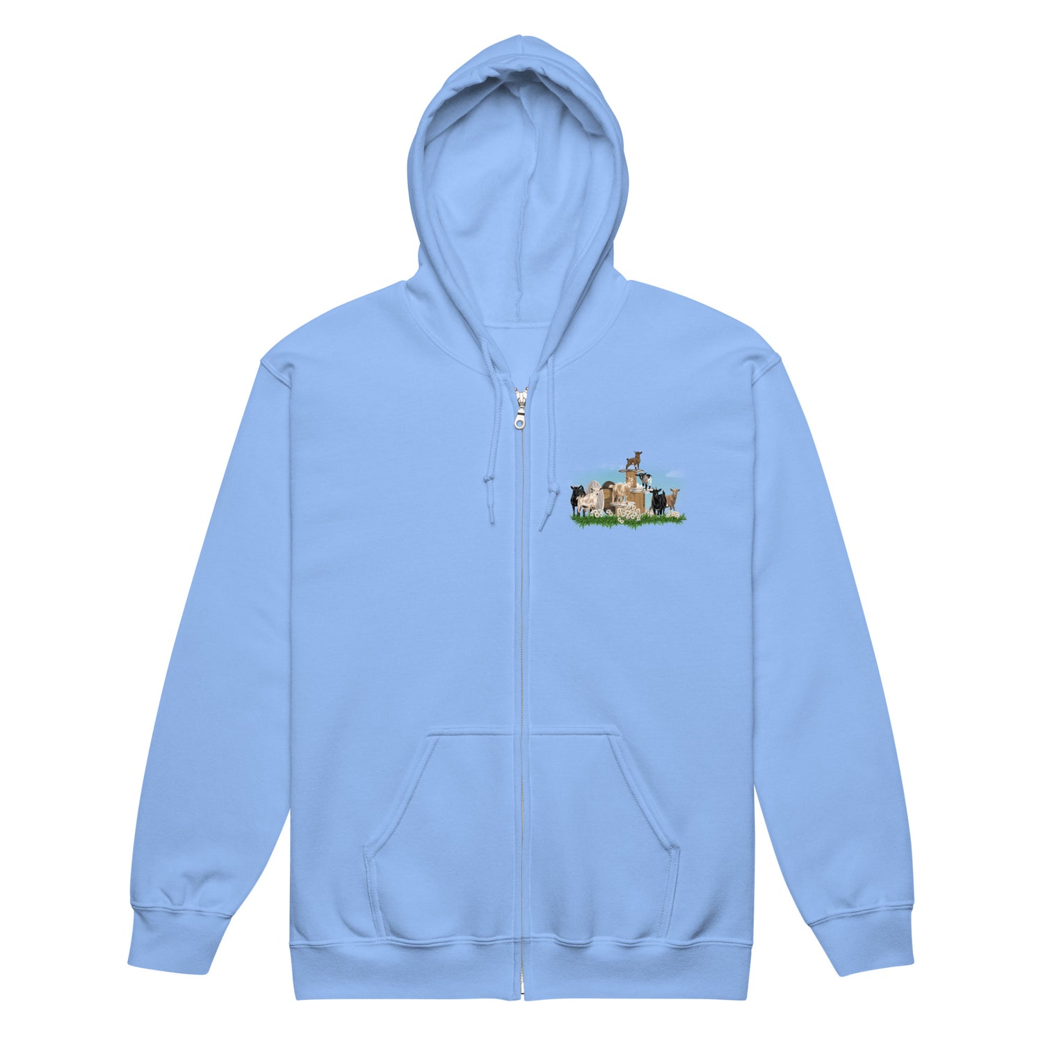 The Goat Crew Zip-Up Hoodie by Katie Van Slyke - Carolina Blue