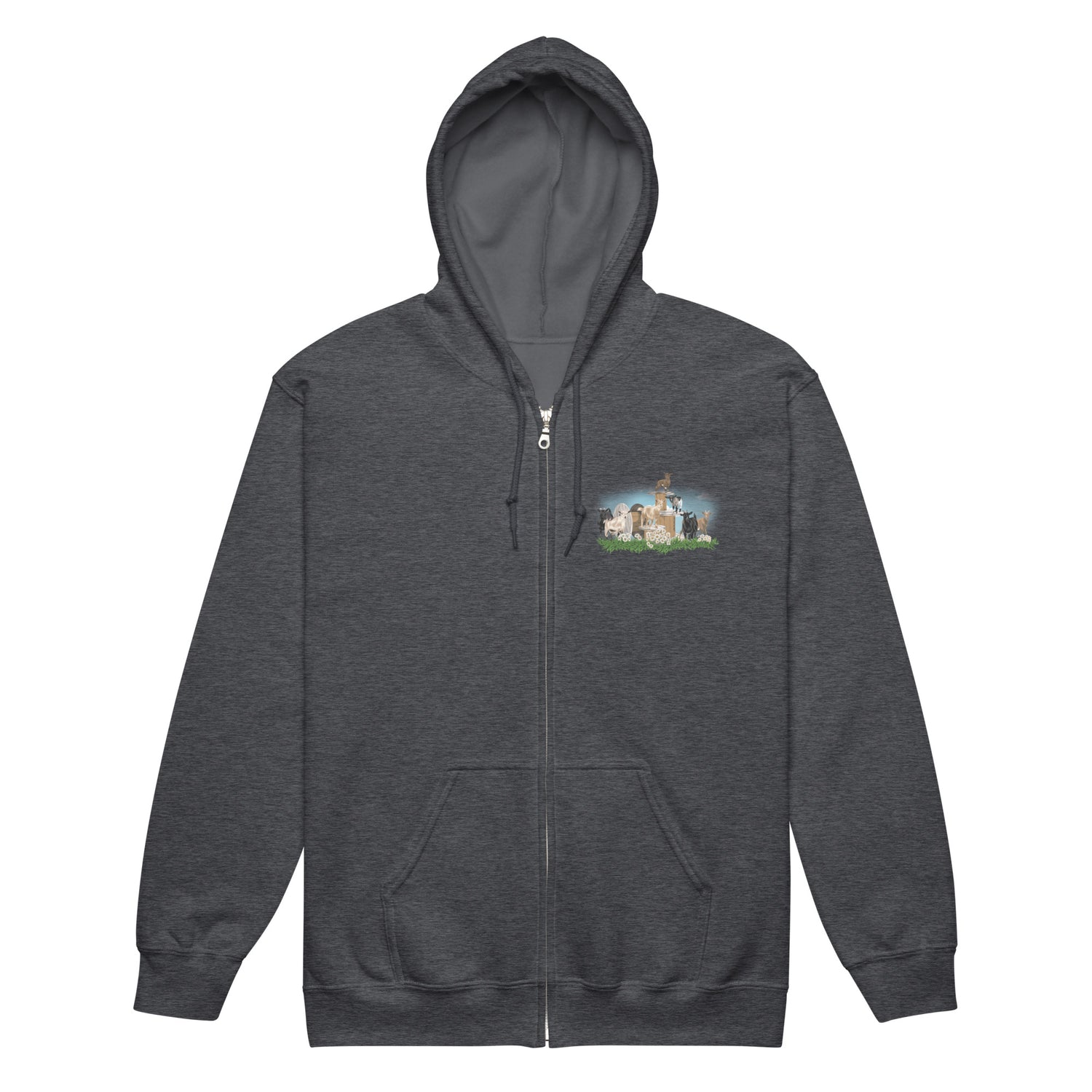 The Goat Crew Zip-Up Hoodie by Katie Van Slyke - Dark Heather