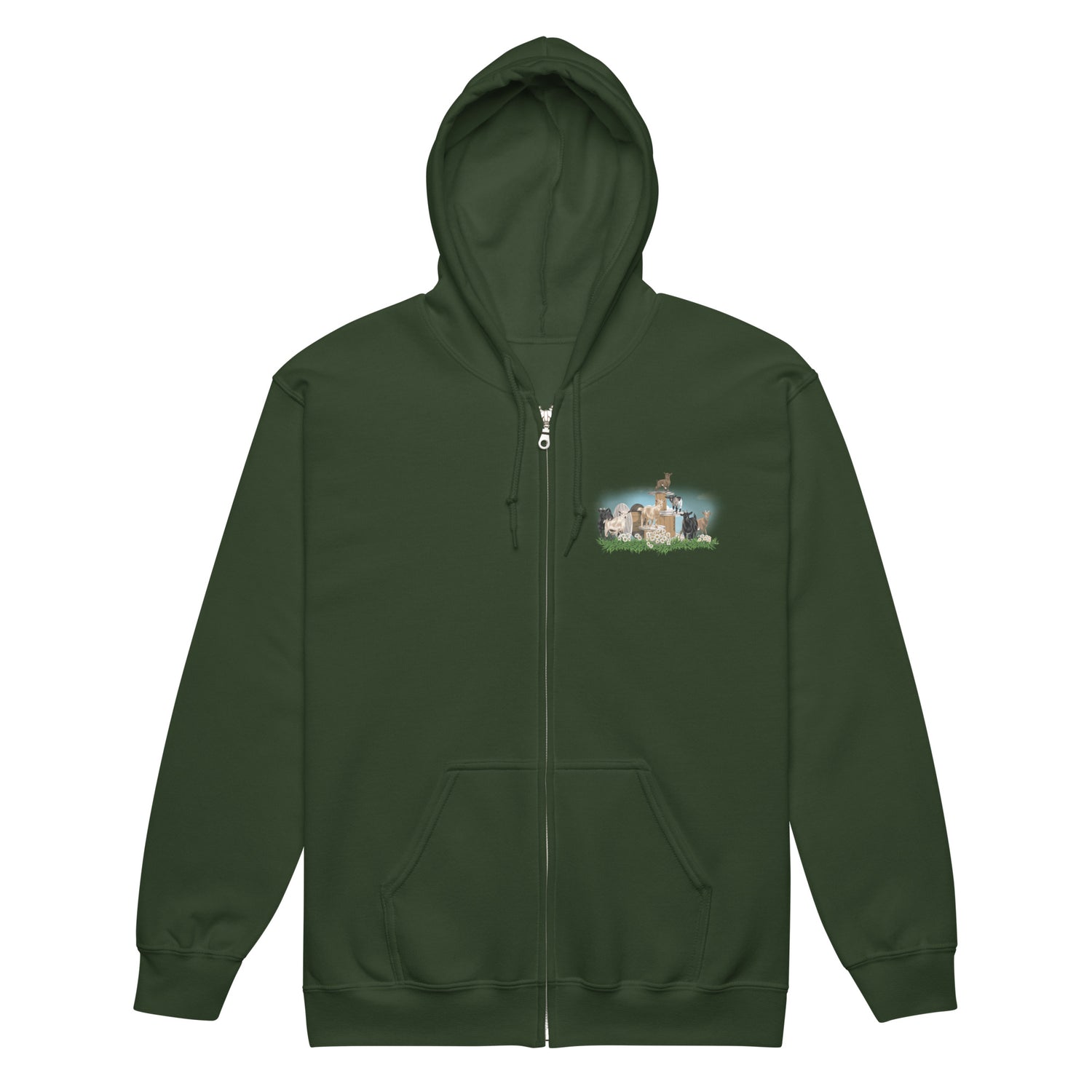 The Goat Crew Zip-Up Hoodie by Katie Van Slyke - Forest Green