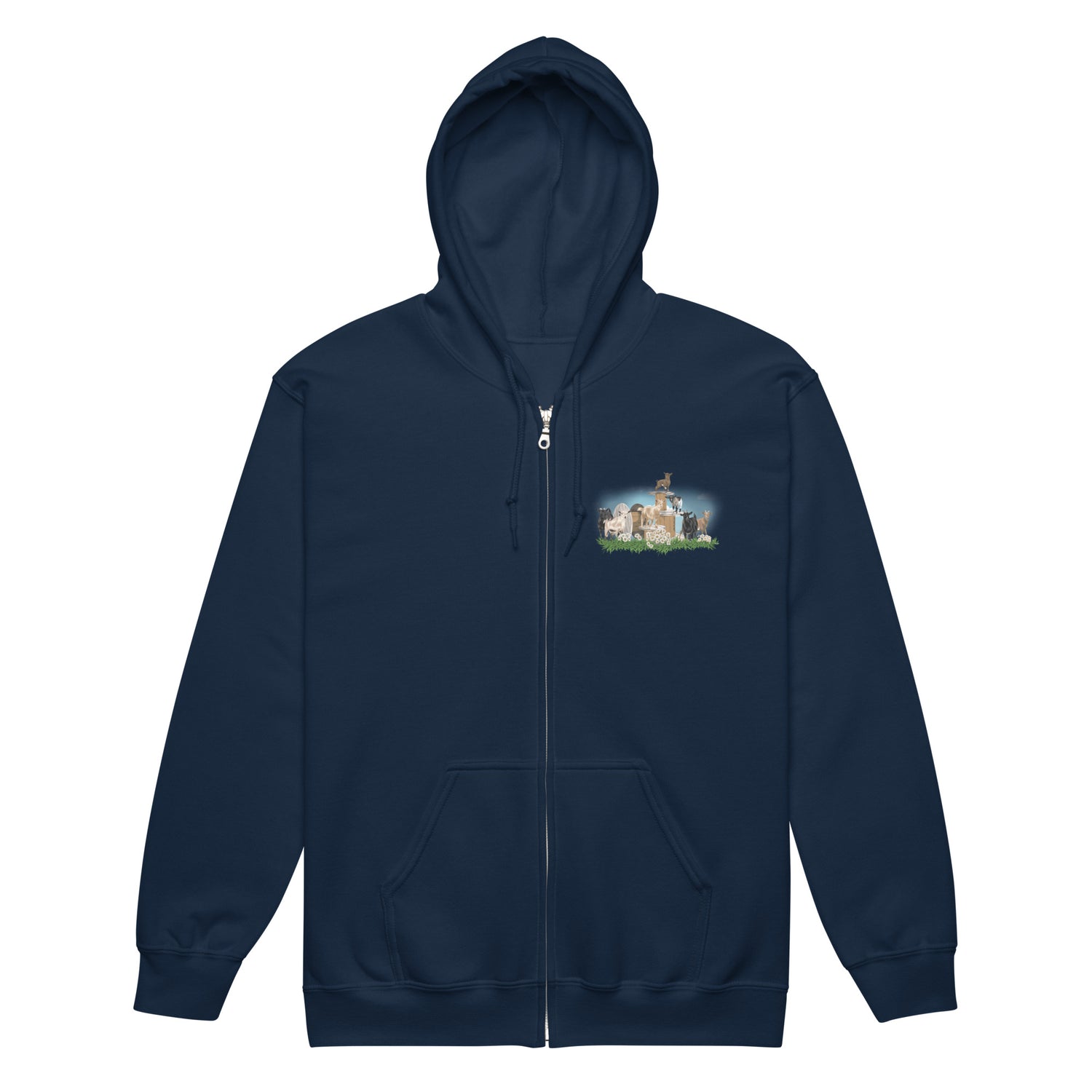 The Goat Crew Zip-Up Hoodie by Katie Van Slyke - Navy