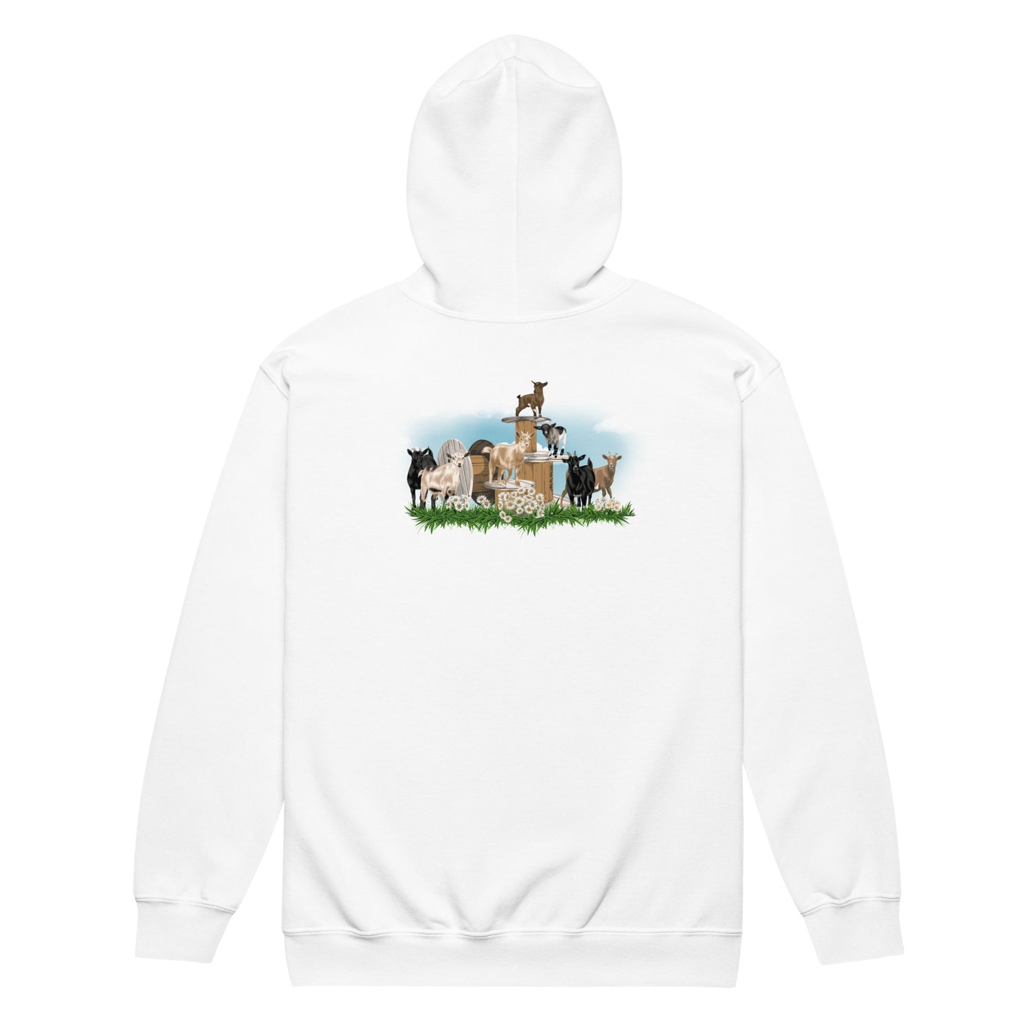 The Goat Crew Zip-Up Hoodie by Katie Van Slyke - White back