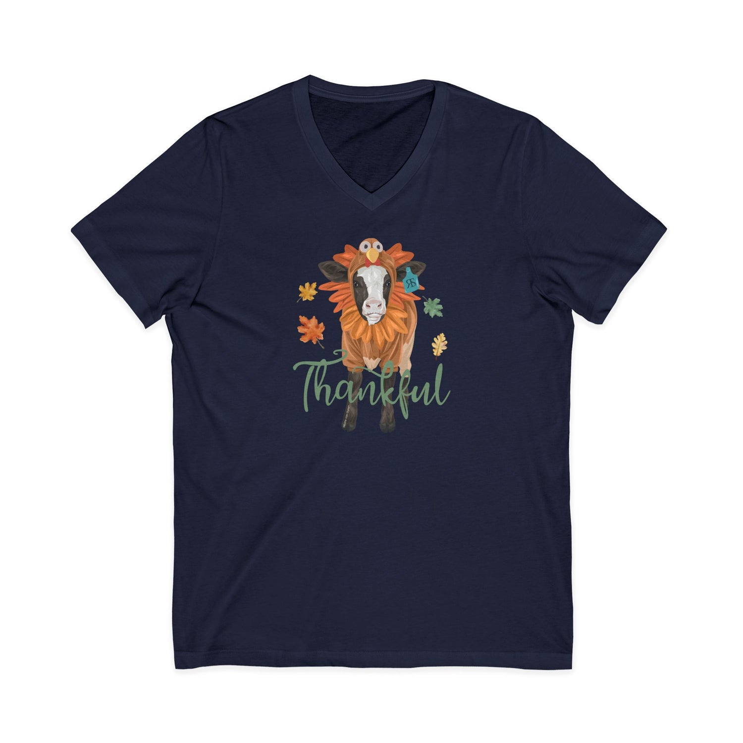 Turkey Time V-Neck T-Shirt by Katie Van Slyke™ navy