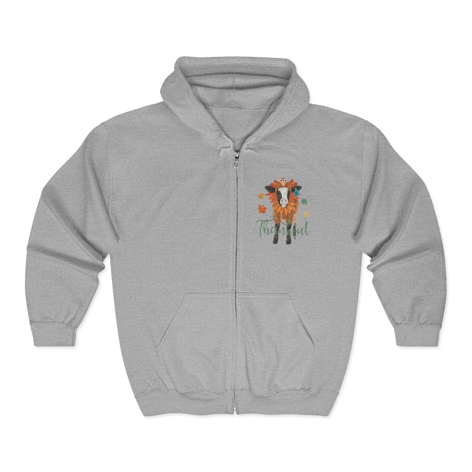 Turkey Time Zip-Up Hoodie by Katie Van Slyke™ Sport Grey