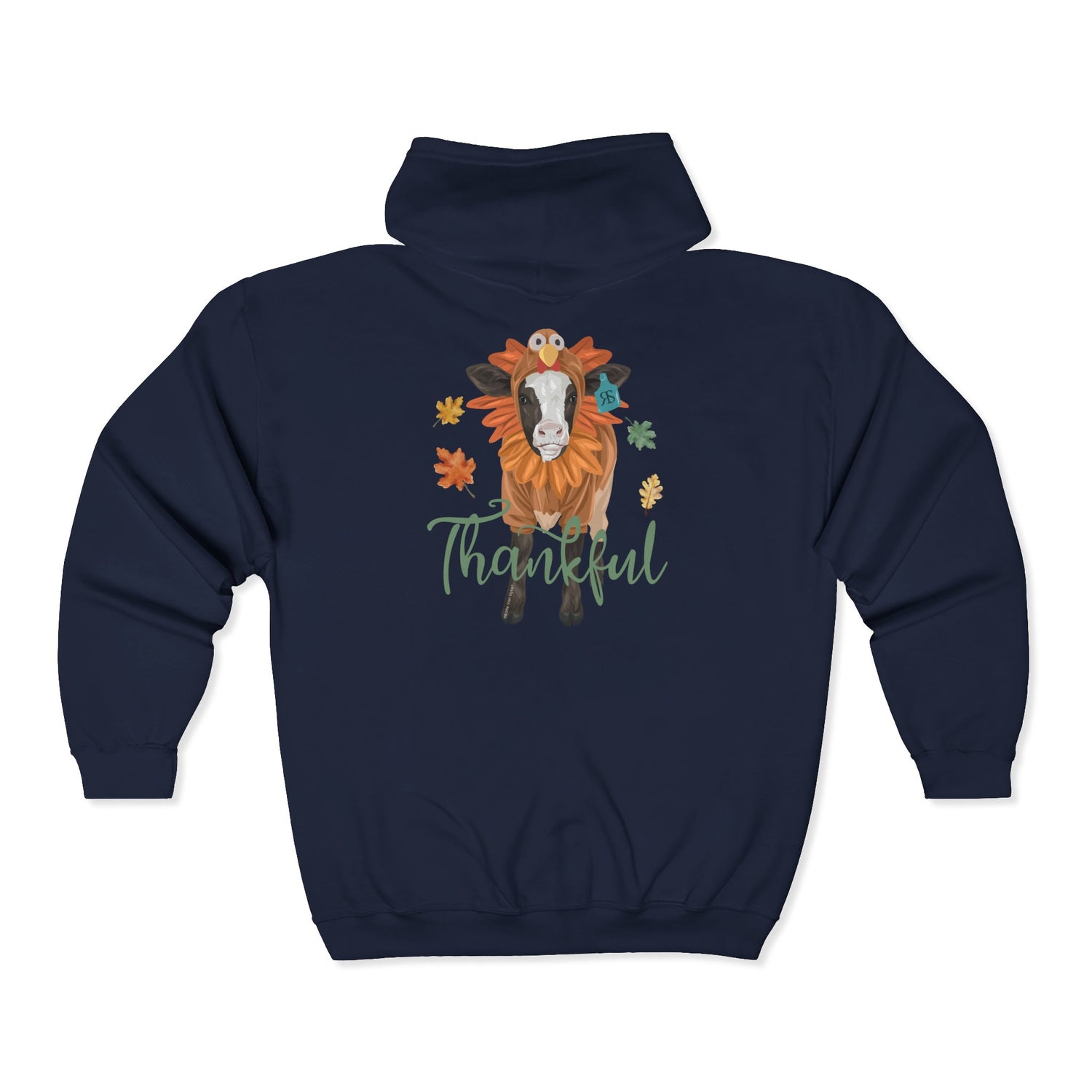 Turkey Time Zip-Up Hoodie by Katie Van Slyke™ Navy back