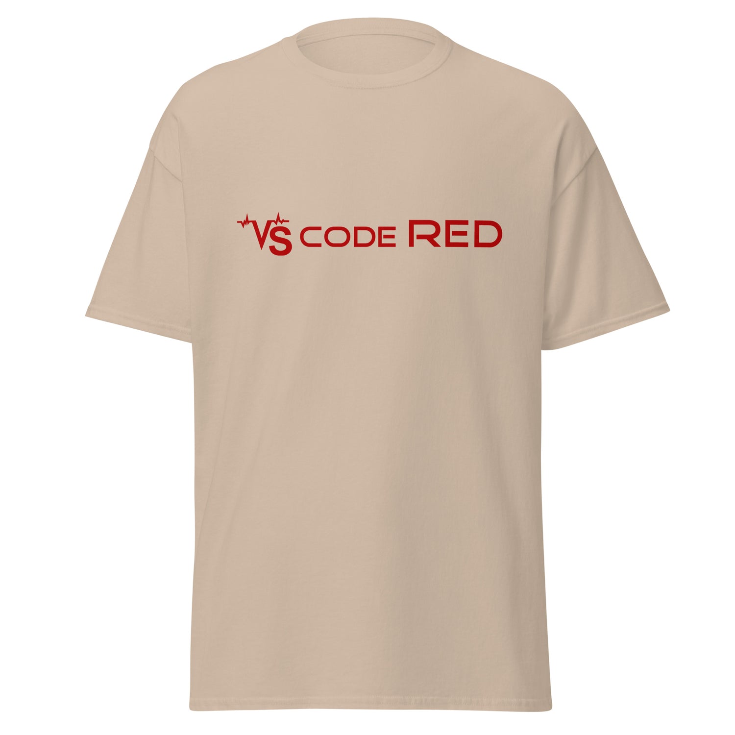 VS Code Red T-Shirt by Katie Van Slyke - Sand