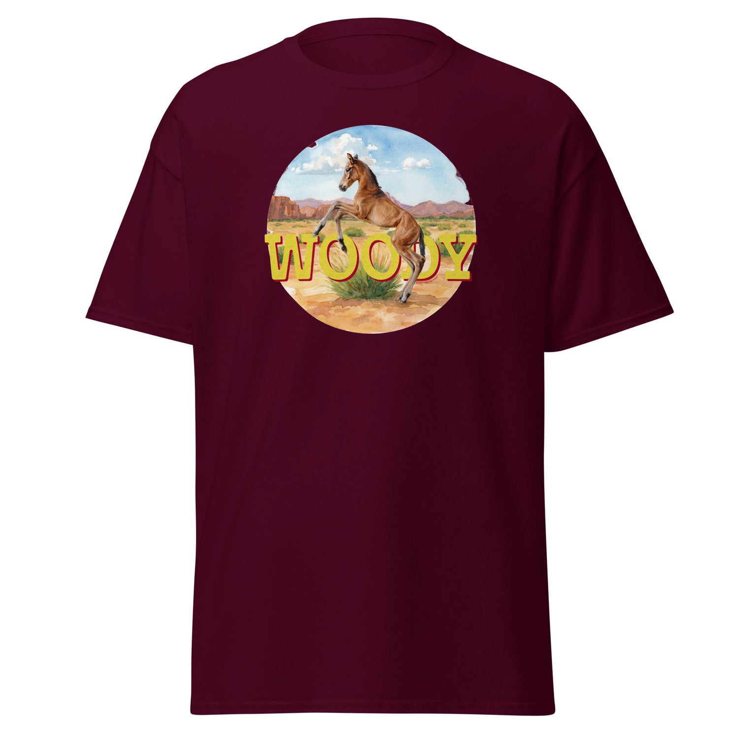 Woody T-Shirt by Katie Van Slyke - Maroon