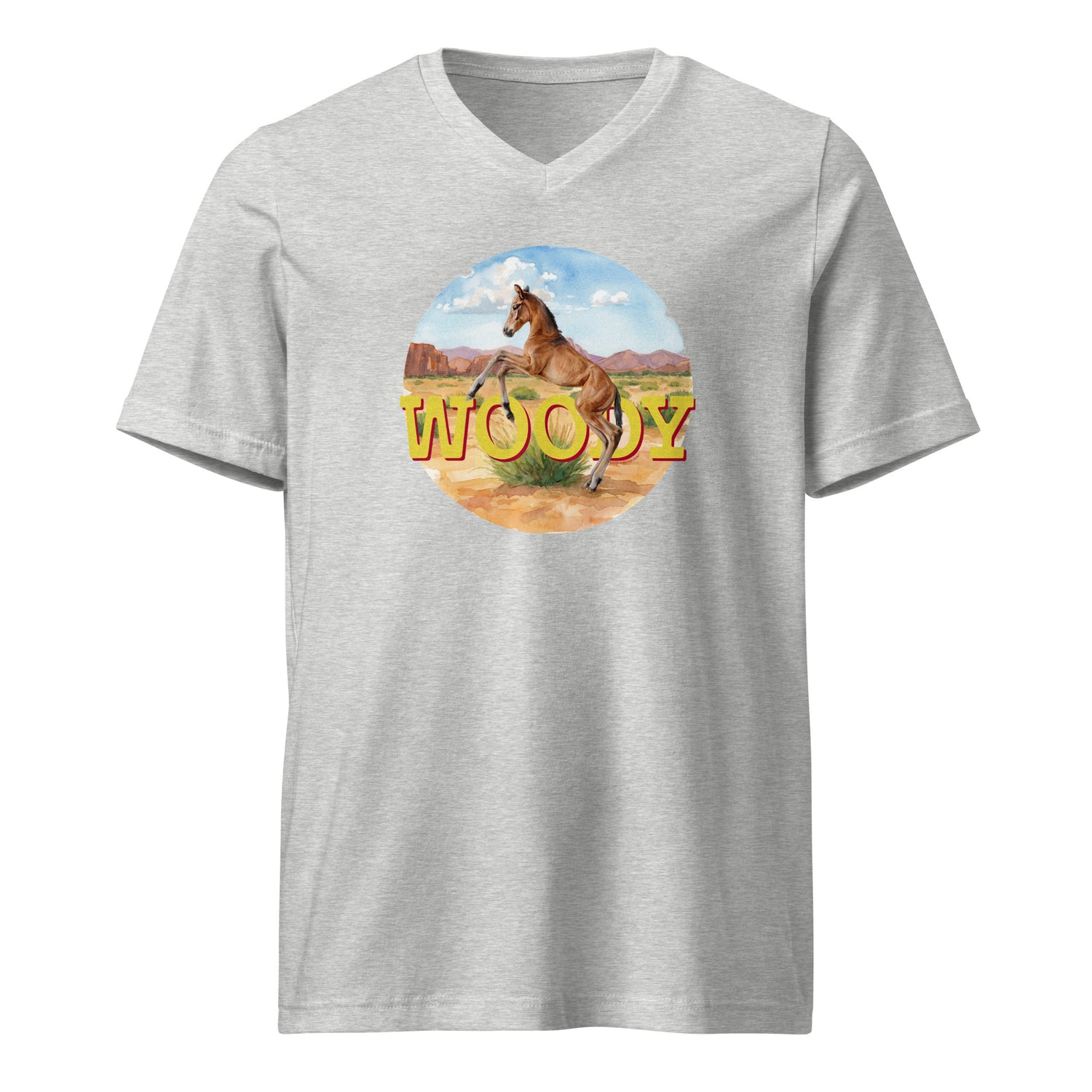 Woody V-Neck T-Shirt by Katie Van Slyke - Athletic Heather