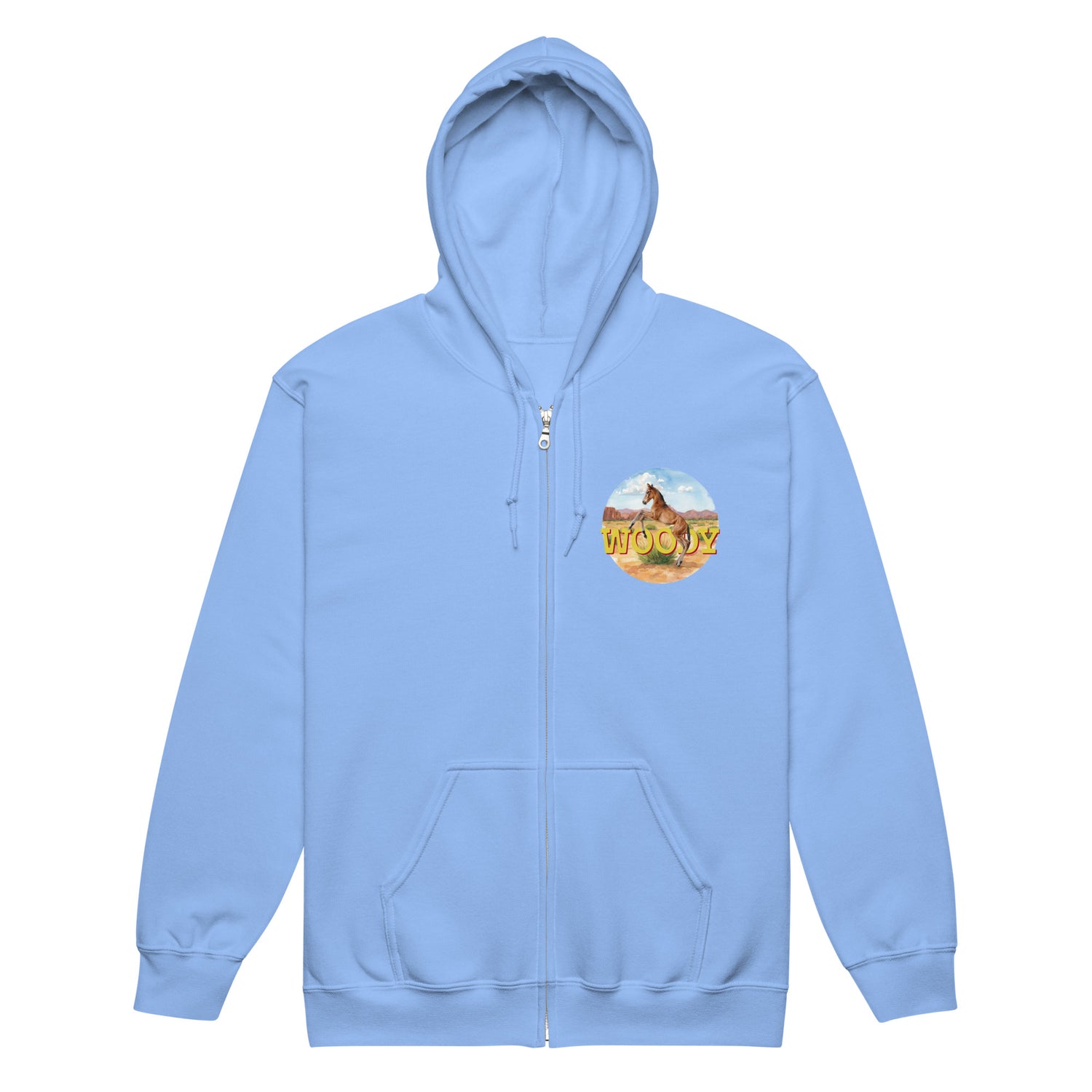 Woody Zip-Up Hoodie by Katie Van Slyke - Carolina Blue