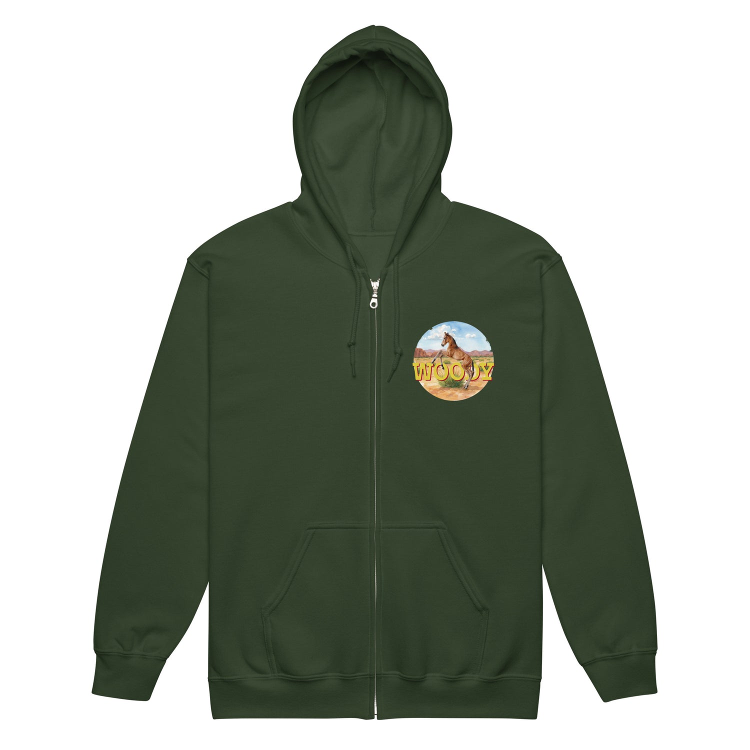 Woody Zip-Up Hoodie by Katie Van Slyke - Forest Green