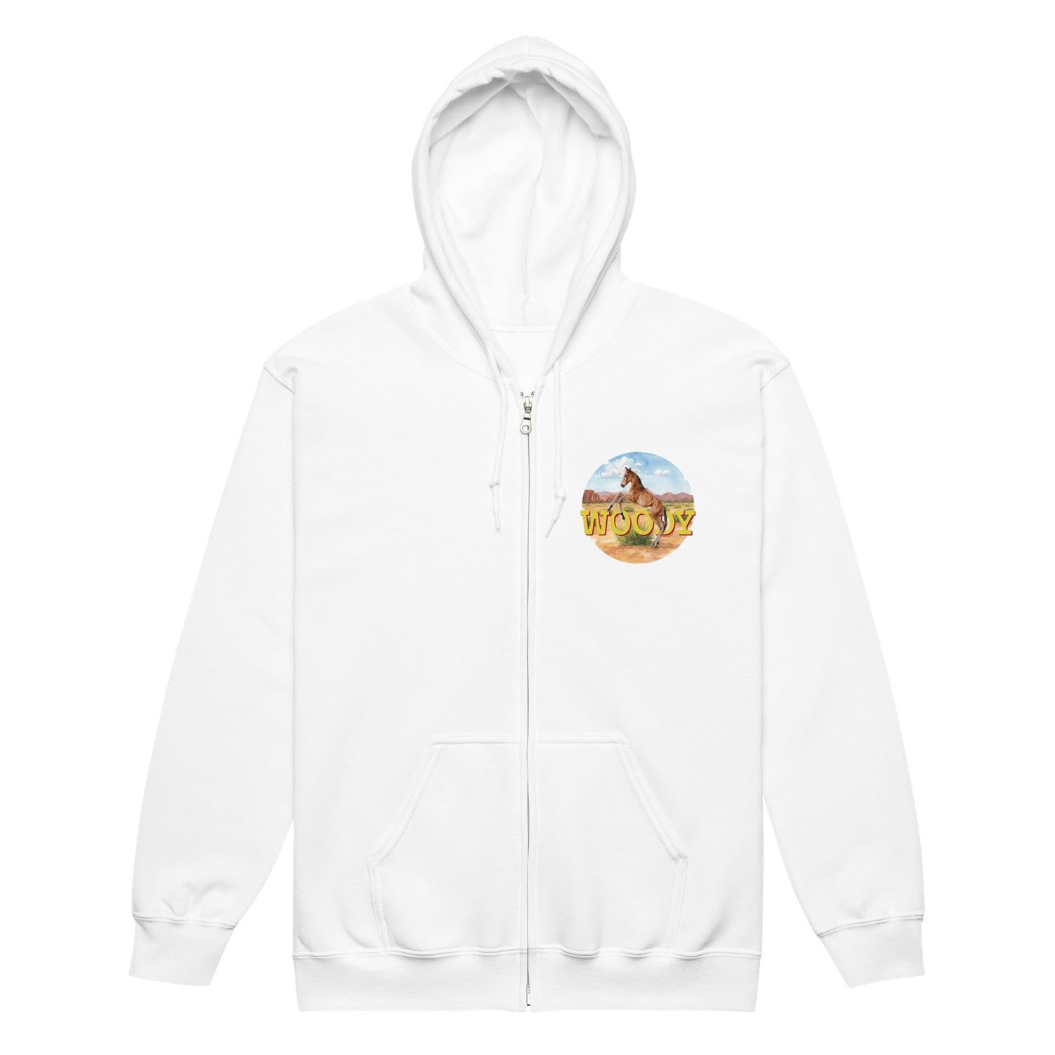 Woody Zip-Up Hoodie by Katie Van Slyke - White