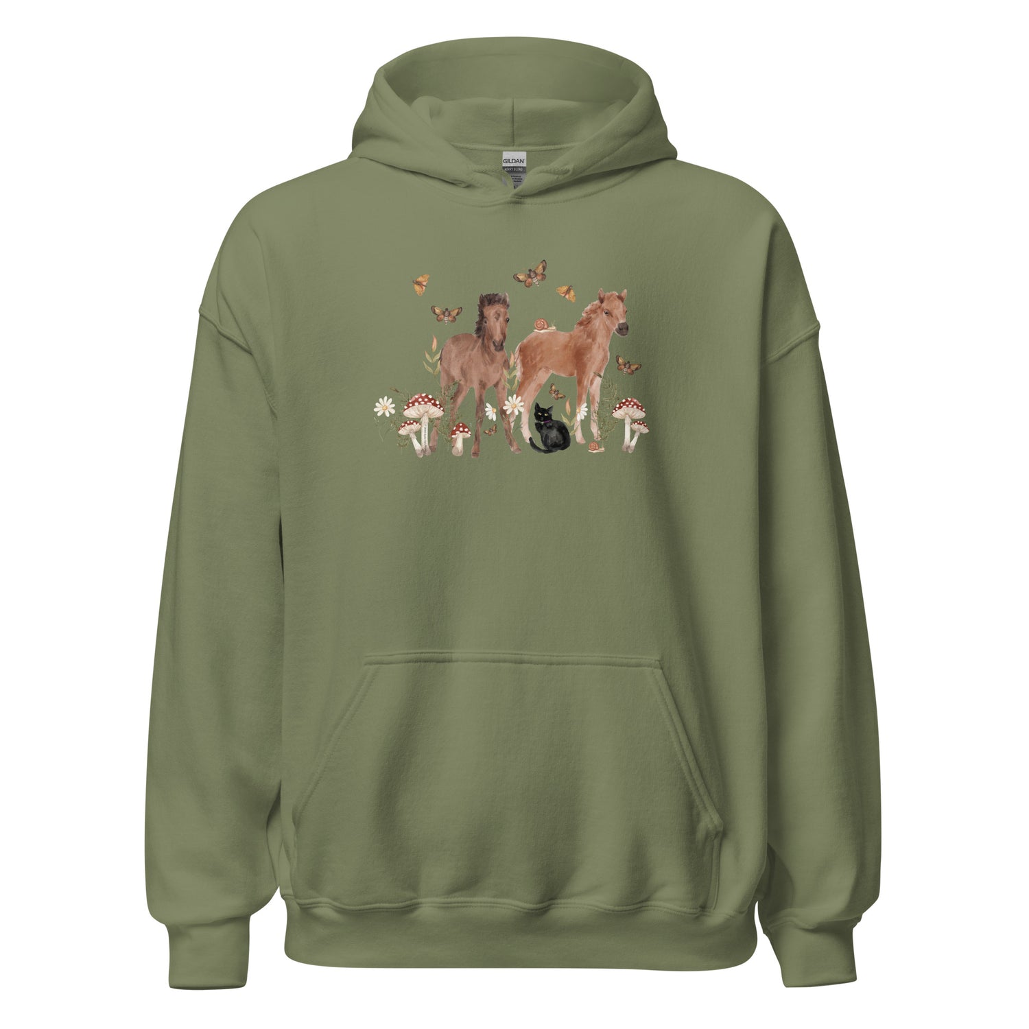 Gidget and Ginny Hoodie by Katie Van Slyke - Military Green