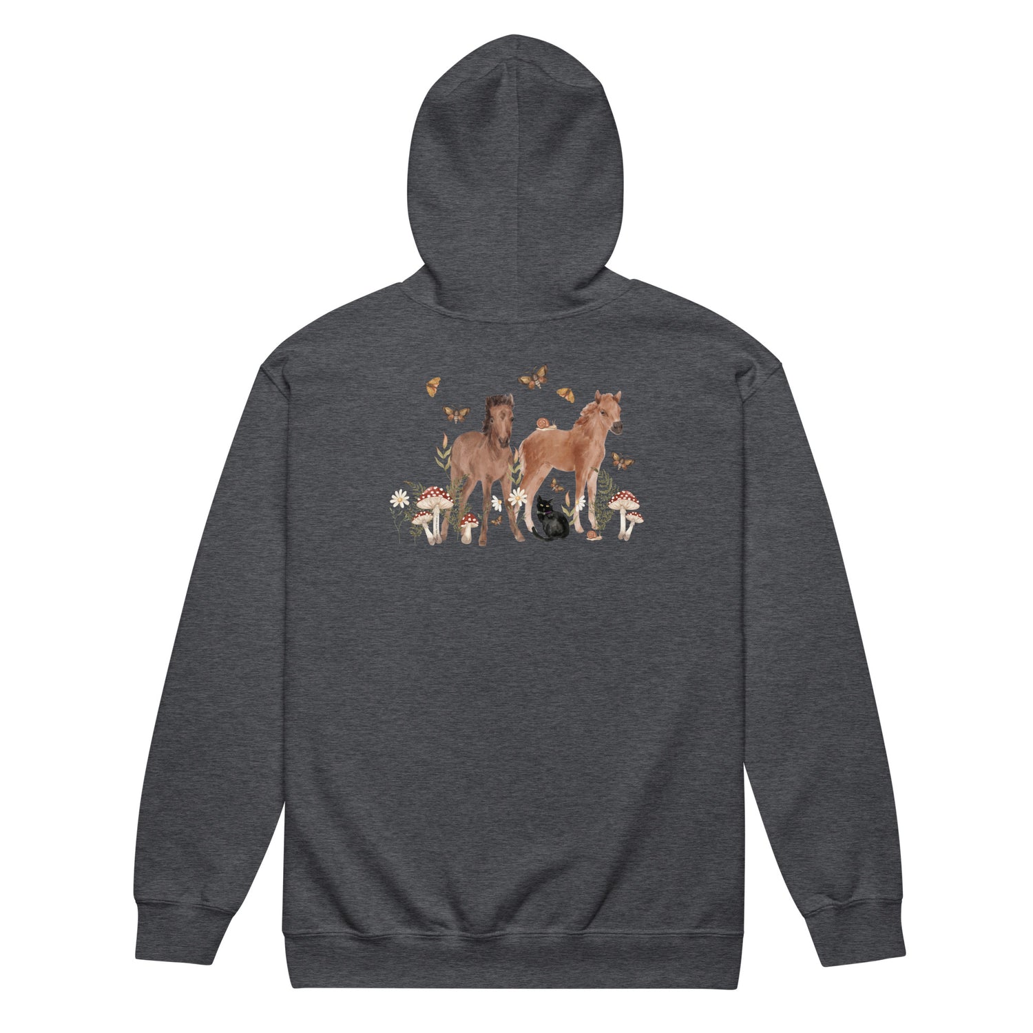 Gidget and Ginny Zip-Up Hoodie by Katie Van Slyke - Dark Heather back