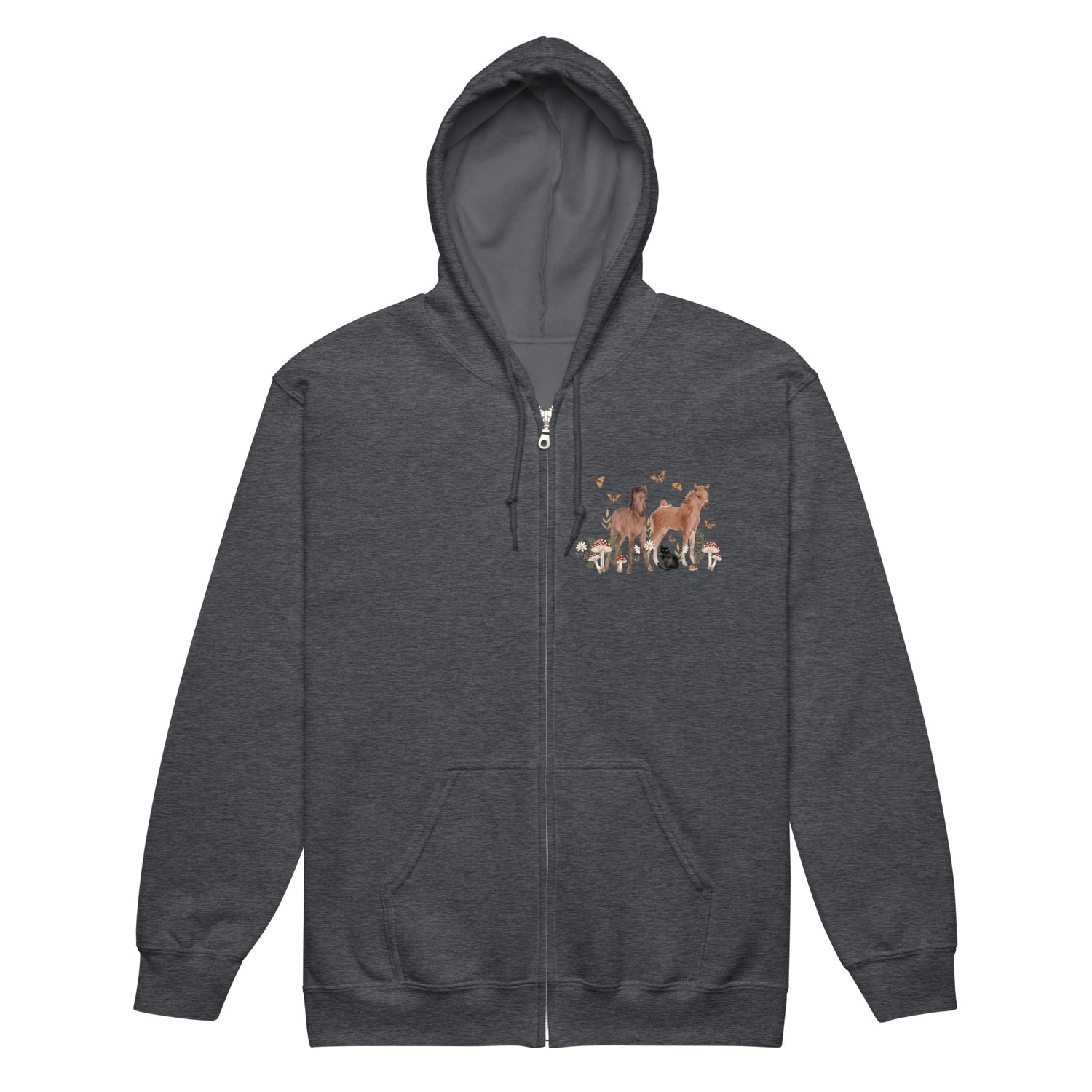 Gidget and Ginny Zip-Up Hoodie by Katie Van Slyke - Dark Heather