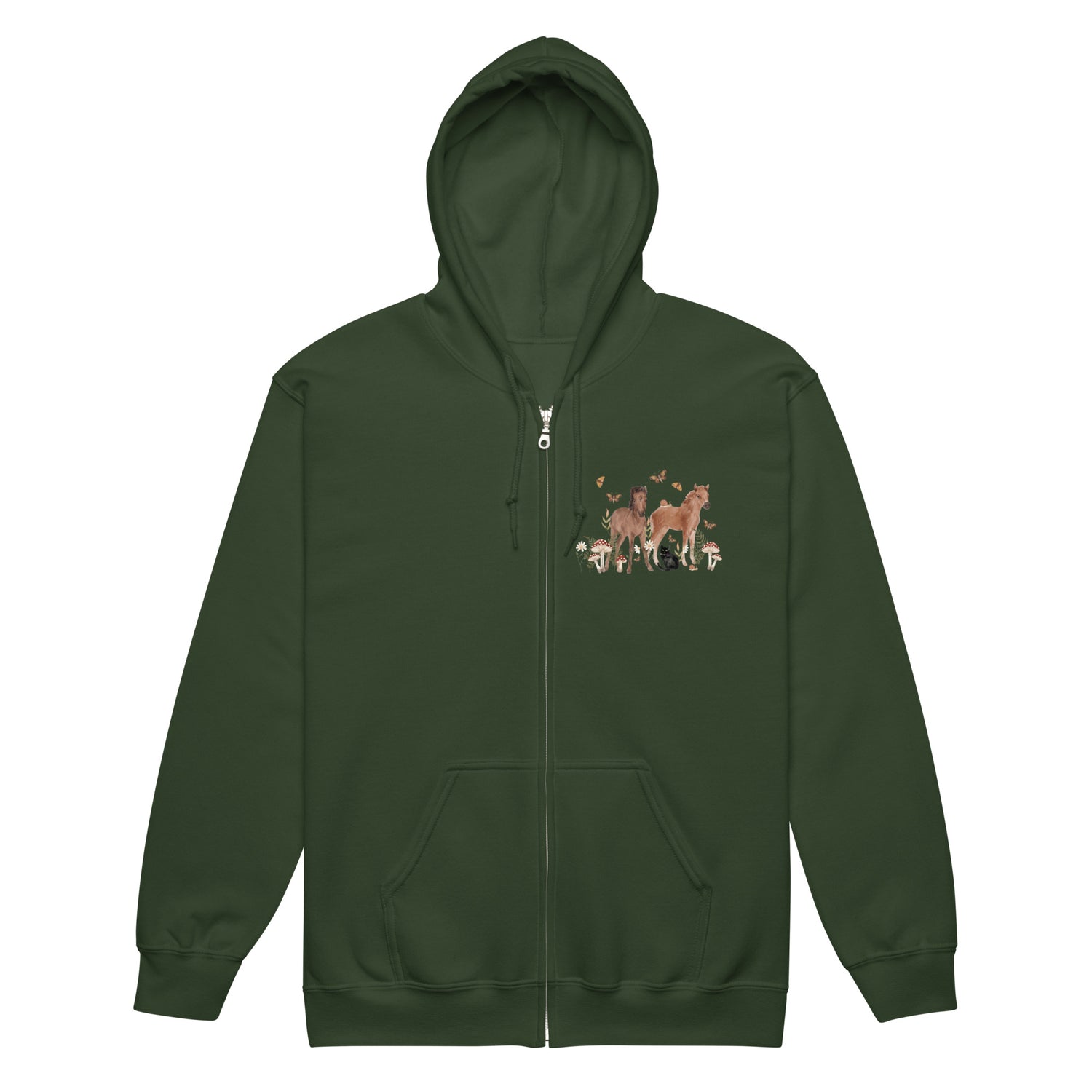 Gidget and Ginny Zip-Up Hoodie by Katie Van Slyke - Military Green