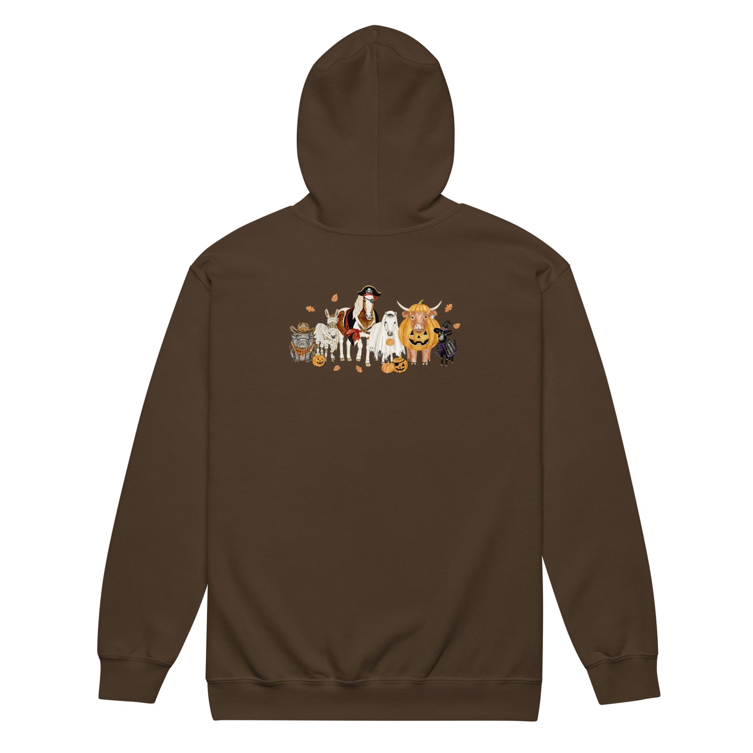 Spooky Crew Zip-Up Hoodie by Katie Van Slyke - Dark Chocolate Back