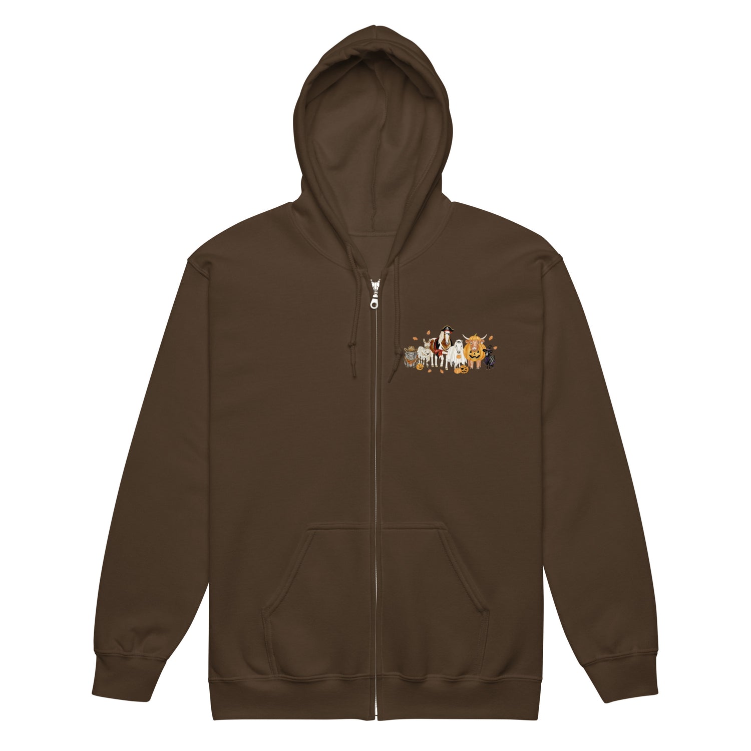 Spooky Crew Zip-Up Hoodie by Katie Van Slyke - Dark Chocolate