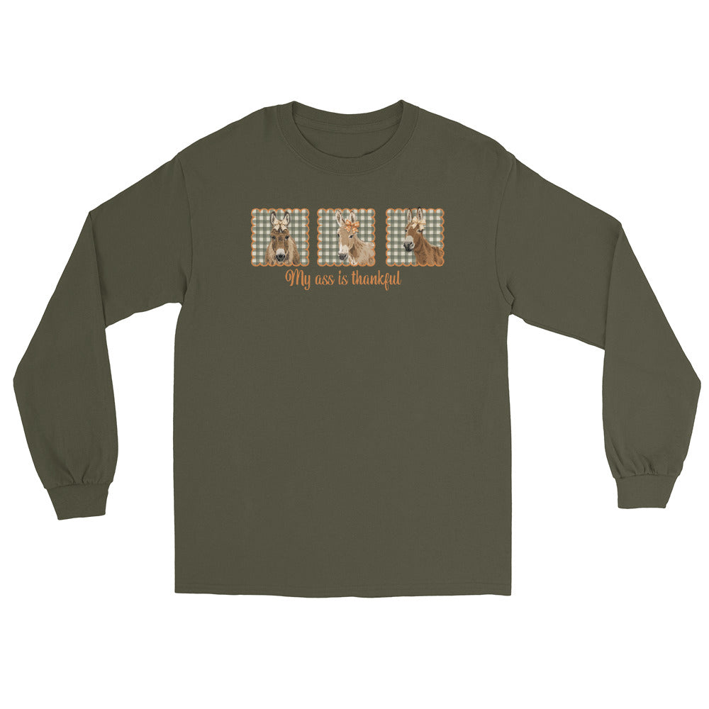 Thankful Donkeys Long Sleeve T-Shirt by Katie Van Slyke - Military Green
