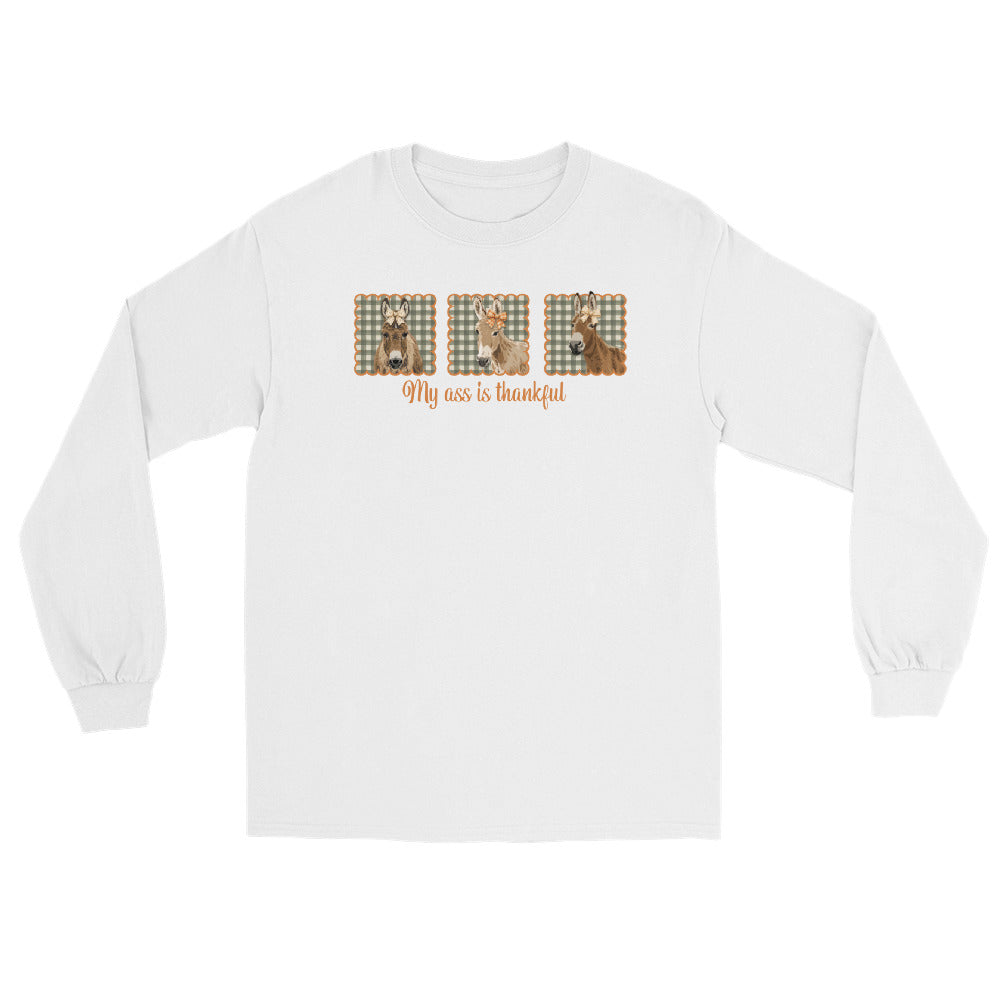 Thankful Donkeys Long Sleeve T-Shirt by Katie Van Slyke - White