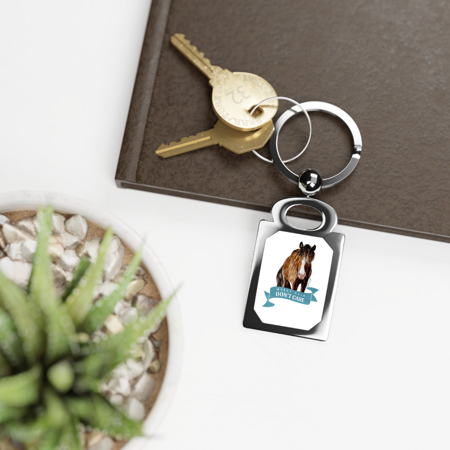 Messy Hair Don't Care Keyring by Katie Van Slyke