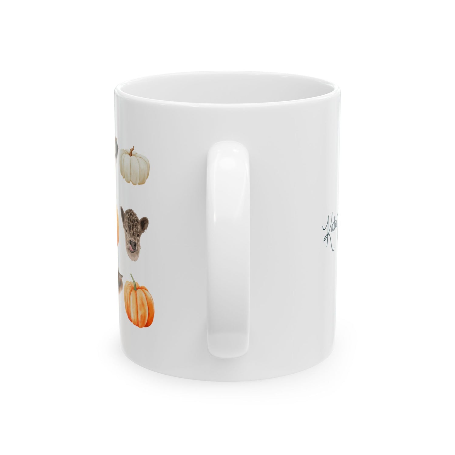 Mini Cows and Pumpkins Mugs by Katie Van Slyke