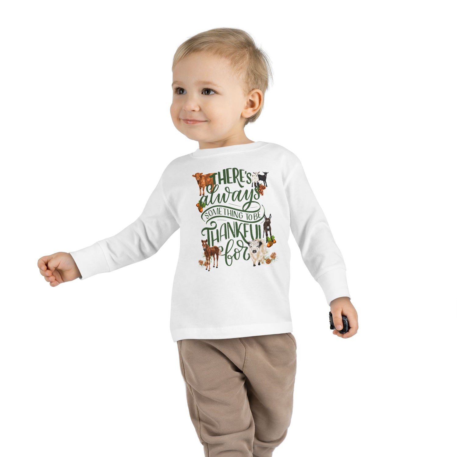 Mini Thanks Toddler Long Sleeve T-Shirt by Katie Van Slyke