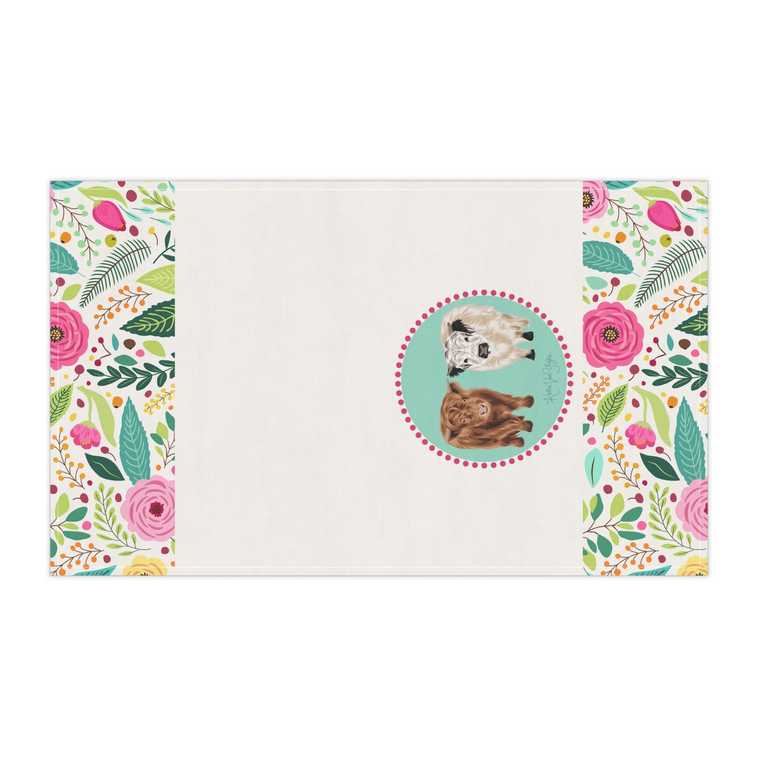 Poppy and Petunia Floral Kitchen Towel by Katie Van Slyke