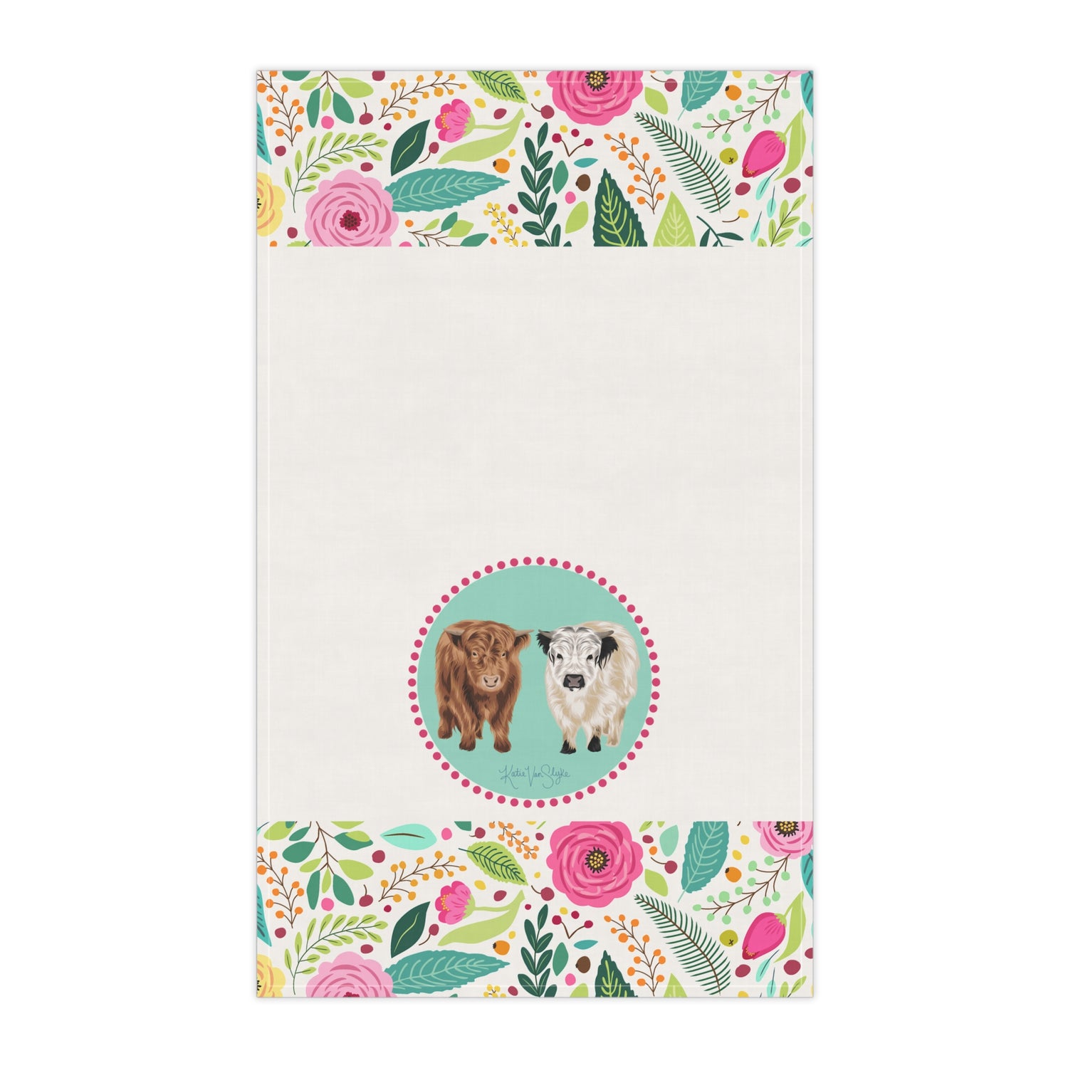 Poppy and Petunia Floral Kitchen Towel by Katie Van Slyke