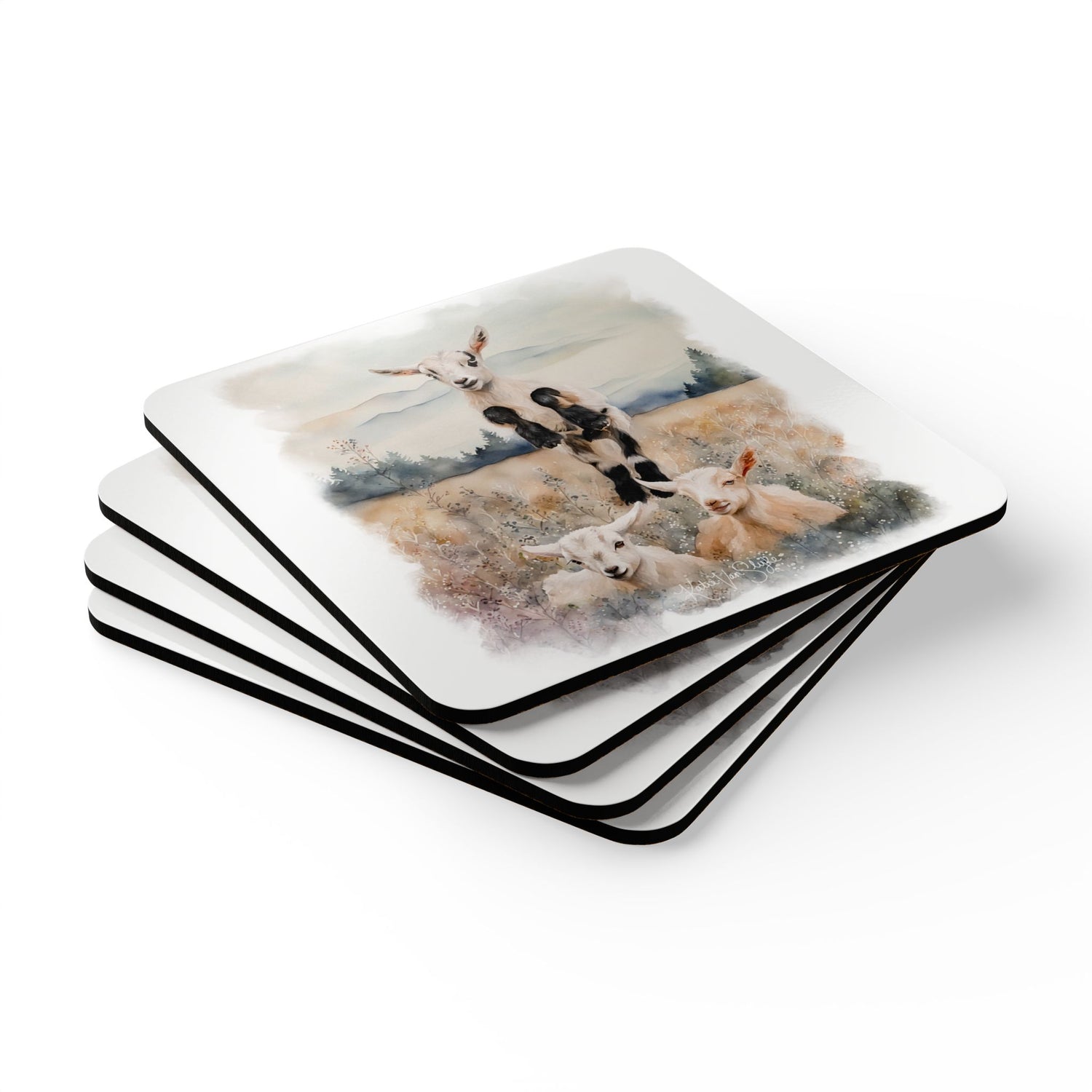 Goats Watercolor Coasters by Katie Van Slyke