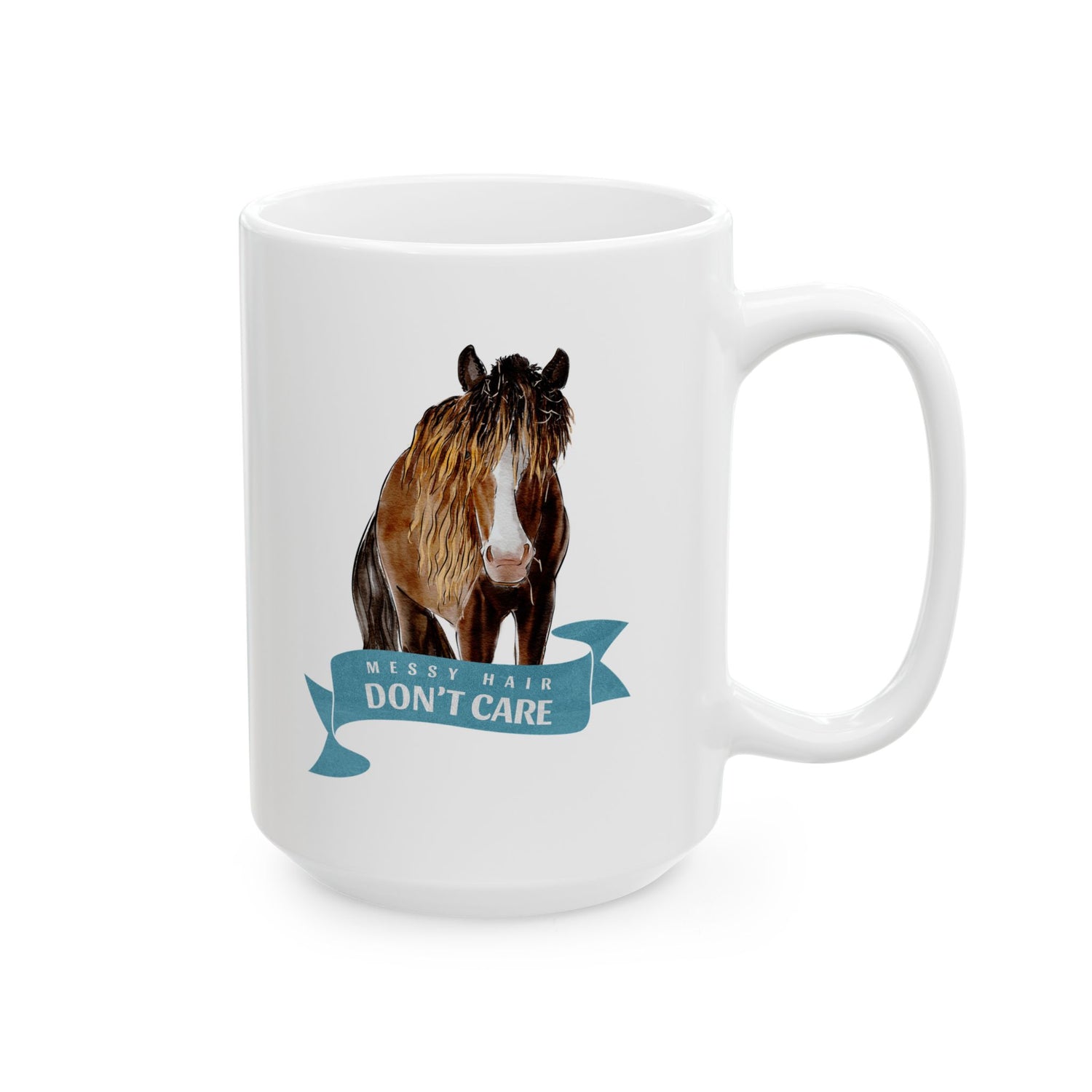 Messy Hair Don't Care Mug by Katie Van Slyke